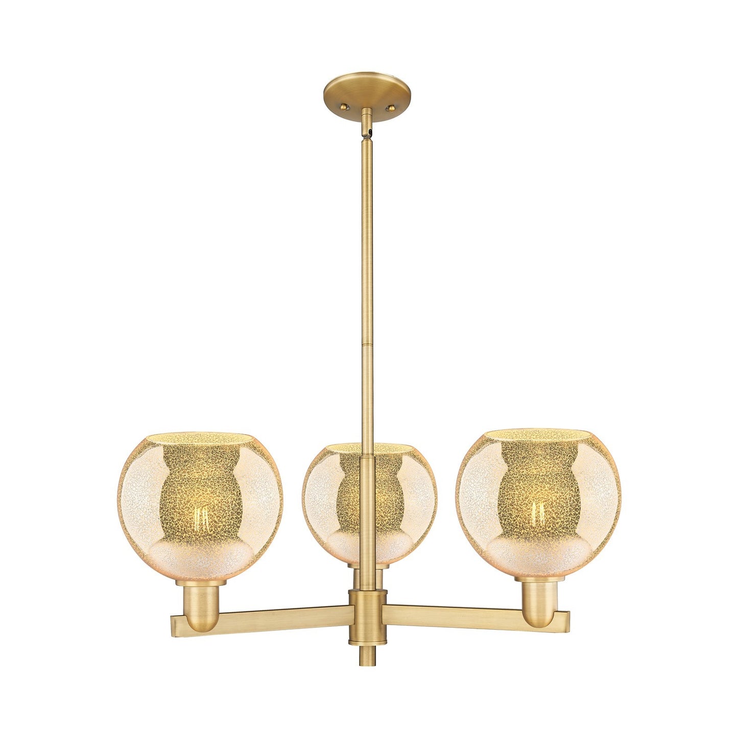 Innovations Athens 30in 3-Light Pendant | Industrial Brushed Brass Steel and Mercury Glass | Kitchen Island & Dining Room | Model 716-3CR-BB-G128-8