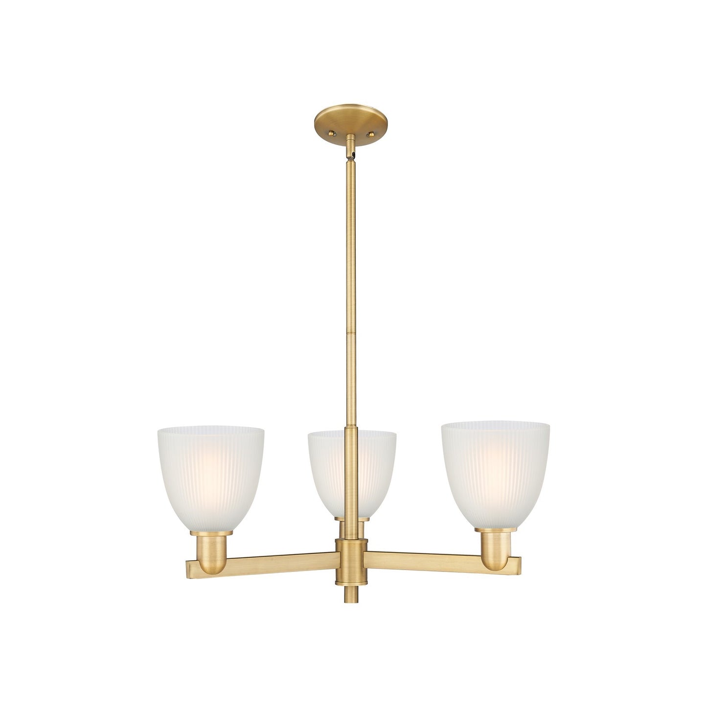 Innovations Castile 28in 3-Light Pendant | Industrial Brushed Brass Steel and White Glass | Kitchen Island & Dining Room | 27.75 x | Model 716-3CR-BB-G381
