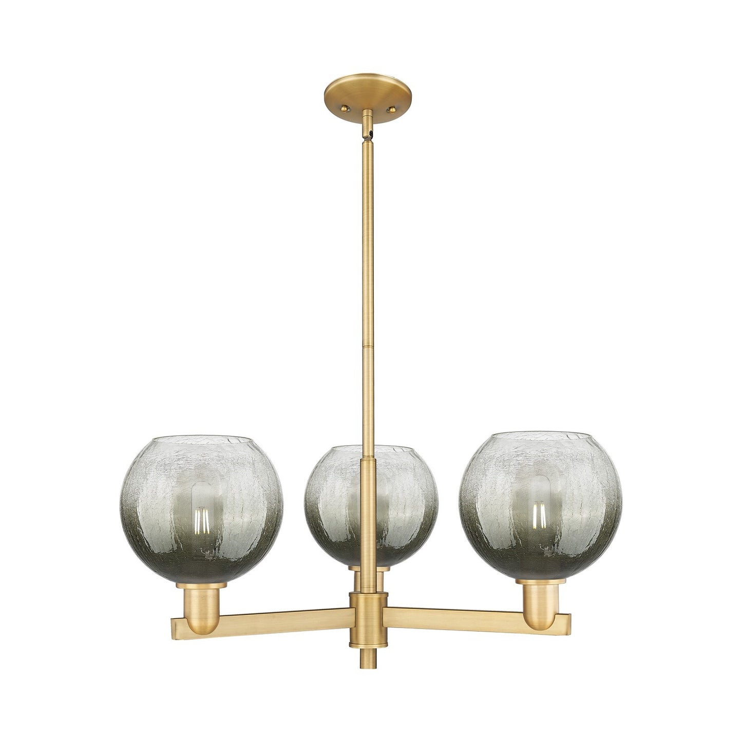 Innovations Brookhaven Globe 30in 3-Light Pendant | Industrial Brushed Brass Steel and Slate Glass | Kitchen Island & Dining | Model 716-3CR-BB-G483-8SL
