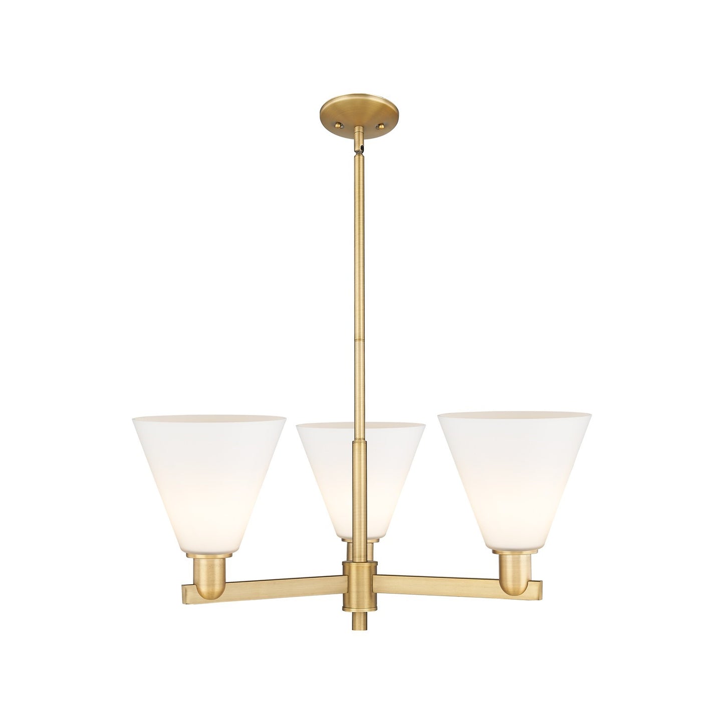 Innovations Berkshire Glass 30in 3-Light Pendant | Industrial Brushed Brass Steel and Matte White Glass | Kitchen Island & | Model 716-3CR-BB-GBC-81