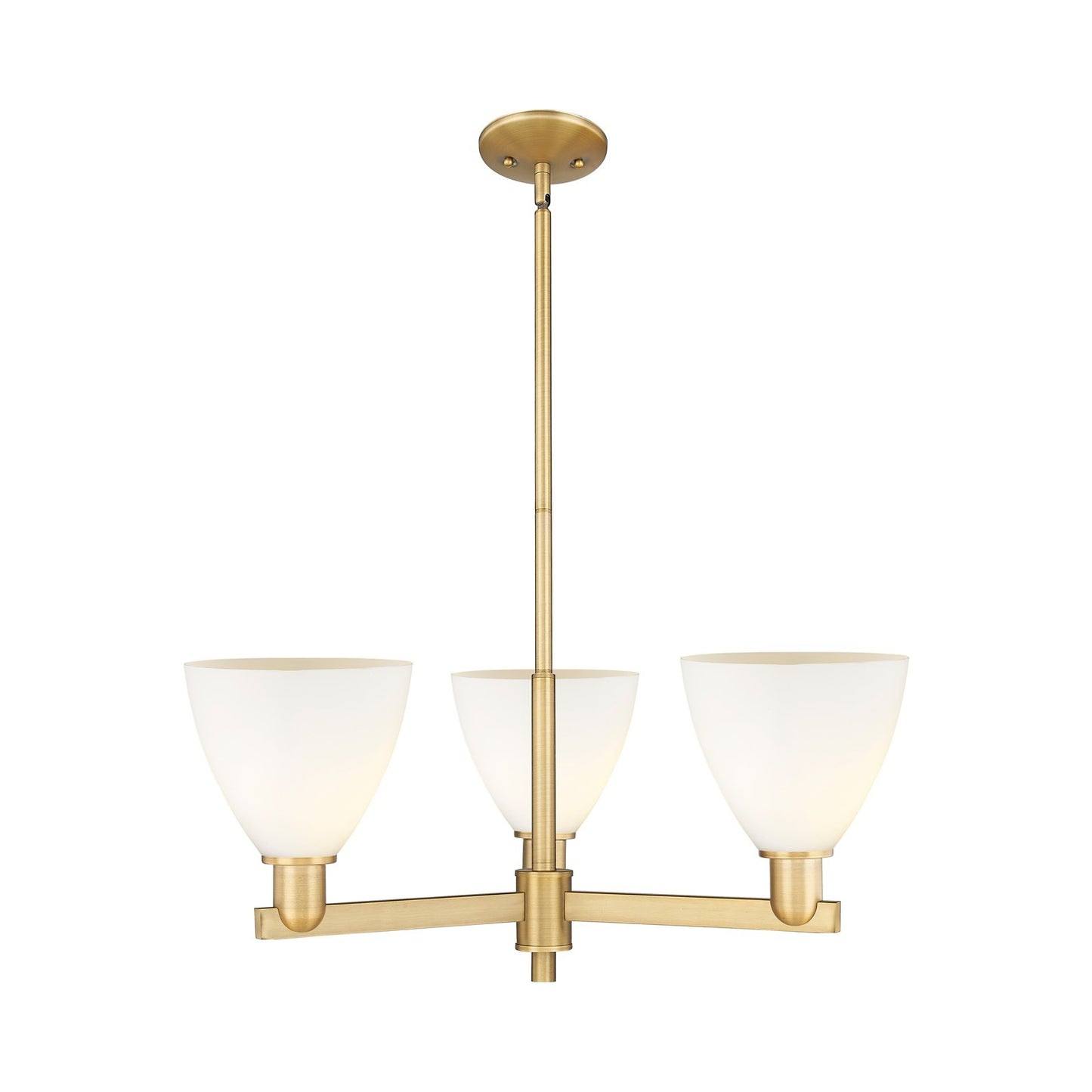 Innovations Bristol 29.25in 3-Light Pendant | Industrial Brushed Brass Steel and Matte White Glass | Kitchen Island & Dining | Model 716-3CR-BB-GBD-751