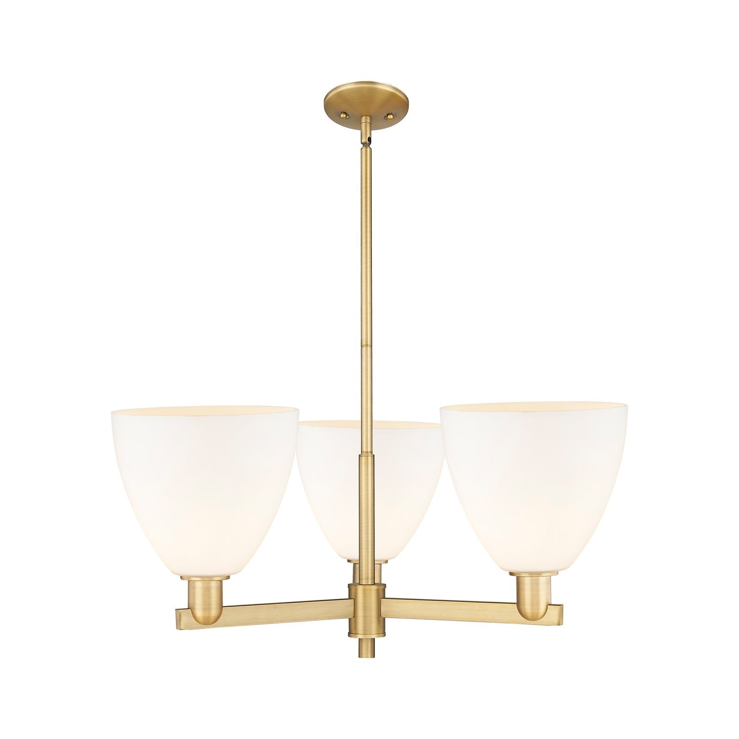 Innovations Bristol 31in 3-Light Pendant | Industrial Brushed Brass and Matte White Glass | Kitchen Island & Dining Room | 30.75 | Model 716-3CR-BB-GBD-91