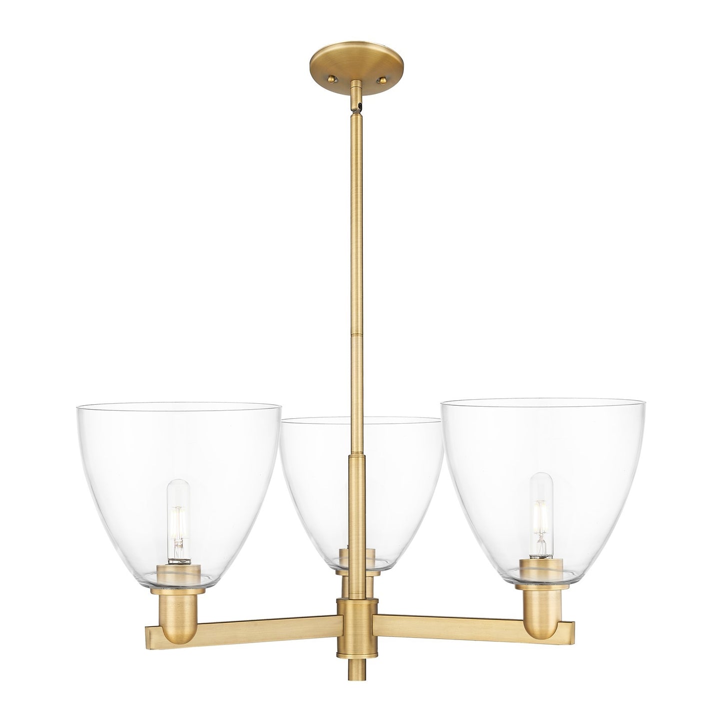 Innovations Bristol 31in 3-Light Pendant | Industrial Brushed Brass Steel and Clear Glass | Kitchen Island & Dining Room | 30.75 | Model 716-3CR-BB-GBD-92