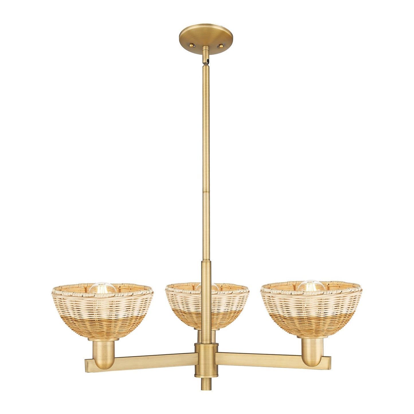 Innovations Natural Ballston Dome 18in 3-Light Pendant | Farmhouse Brushed Brass and Natural Fiber Basketweave | Kitchen | Model 716-3CR-BB-NBD2-75-NAT