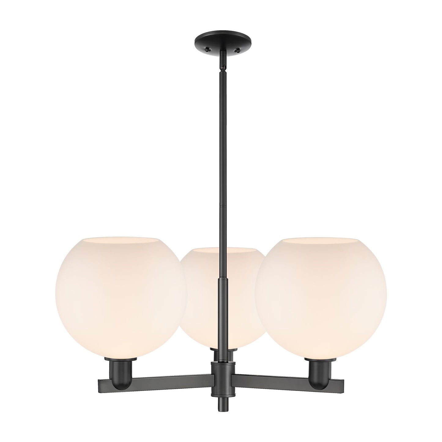 Innovations Athens 32in 3-Light Pendant | Industrial Matte Black Steel and Matte White Glass | Kitchen Island & Dining Room | Model 716-3CR-BK-G121-10