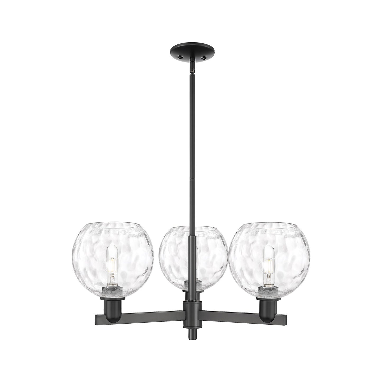 Innovations Athens Water Glass 30in 3-Light Pendant | Industrial Matte Black Steel and Clear Glass | Kitchen Island & Dining | Model 716-3CR-BK-G1215-8