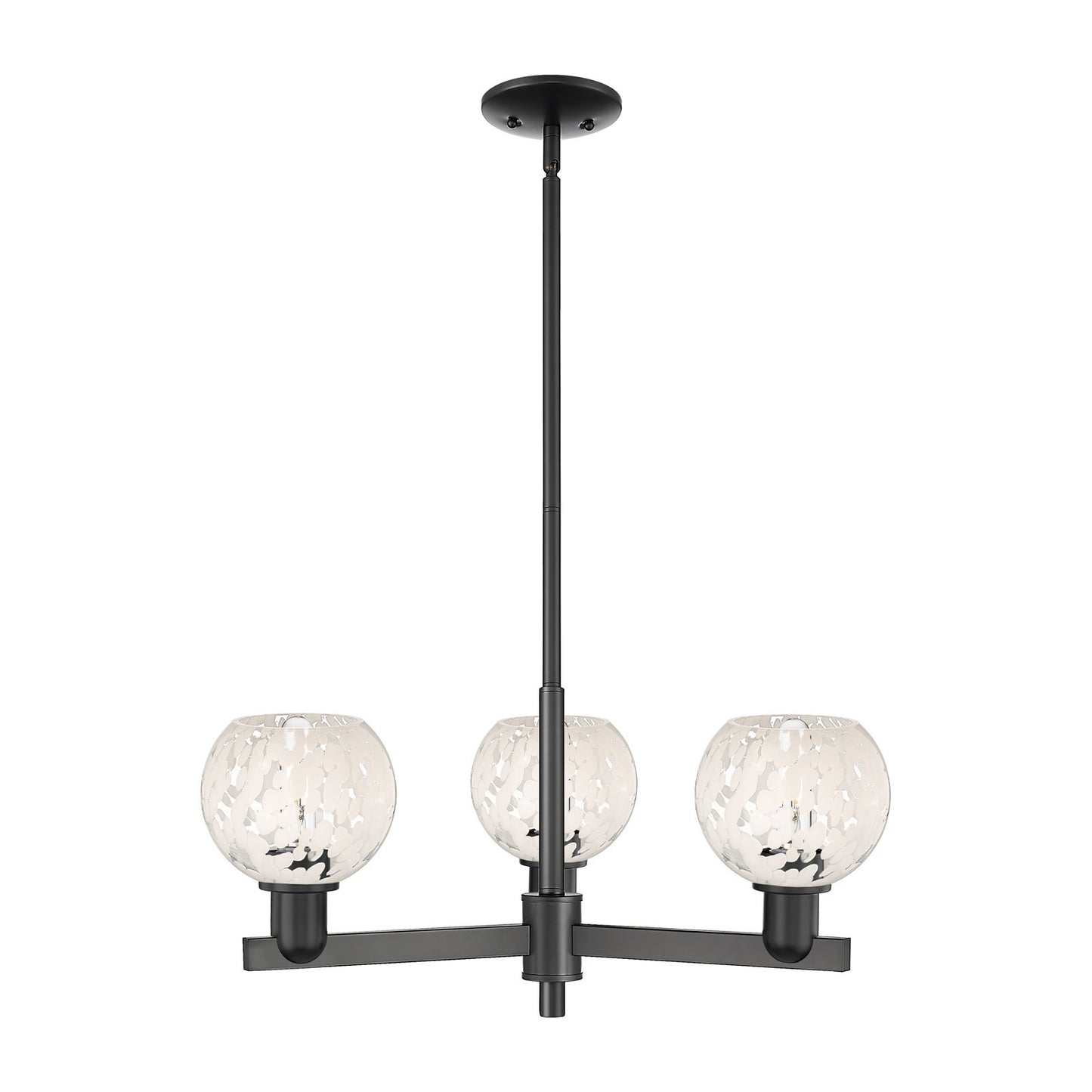 Innovations Lighting Arcadia 28in 3-Light Pendant | Industrial Matte Black Steel and White Mouchette Glass | Kitchen Island & | Model 716-3CR-BK-G1216-6WM