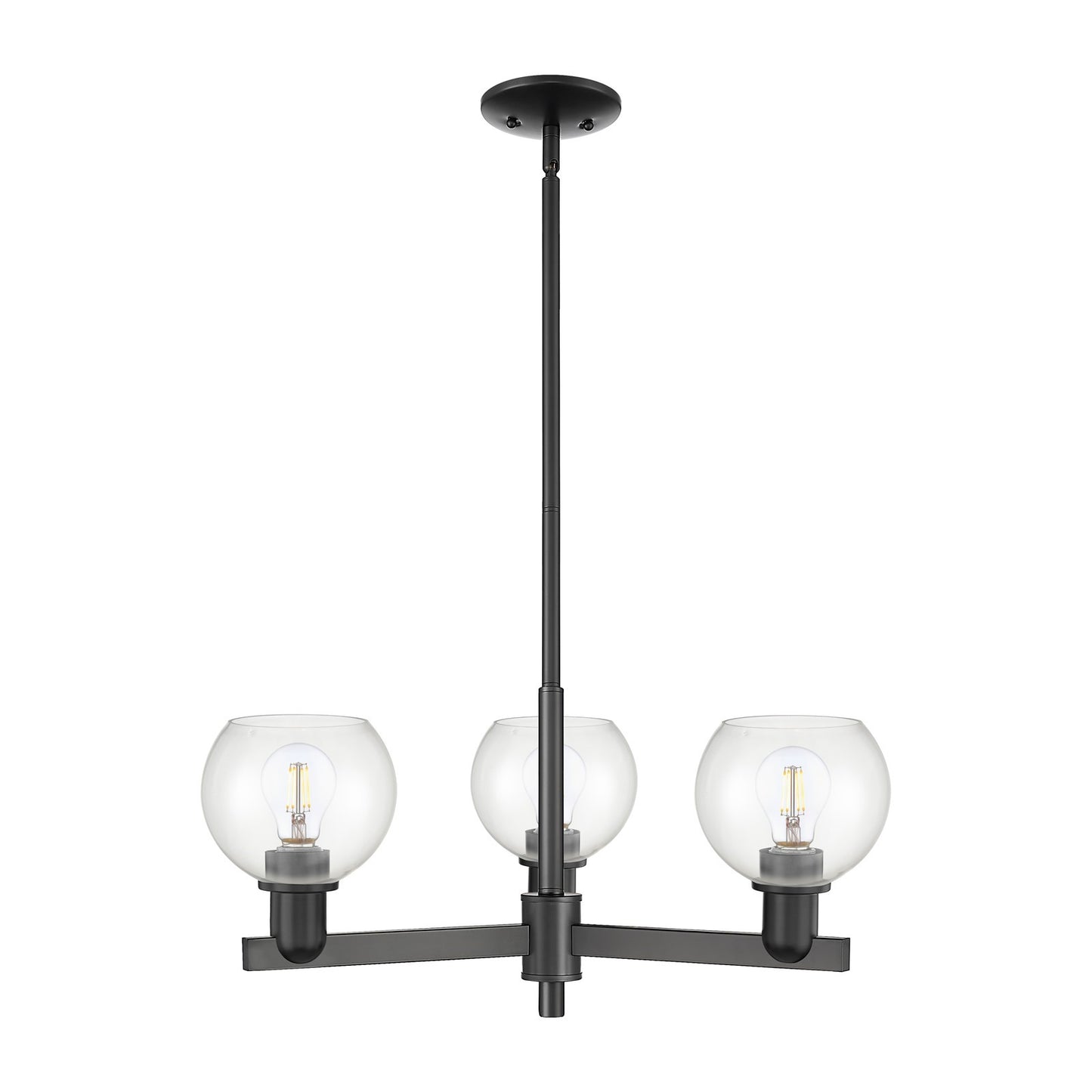 Innovations Athens 28in 3-Light Pendant | Industrial Matte Black Steel and Clear Glass | Kitchen Island & Dining Room | 27.62 x | Model 716-3CR-BK-G122-6