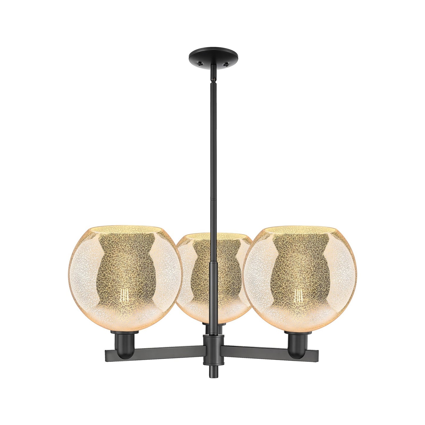 Innovations Athens 32in 3-Light Pendant | Industrial Matte Black Steel and Mercury Glass | Kitchen Island & Dining Room | 31.75 | Model 716-3CR-BK-G128-10