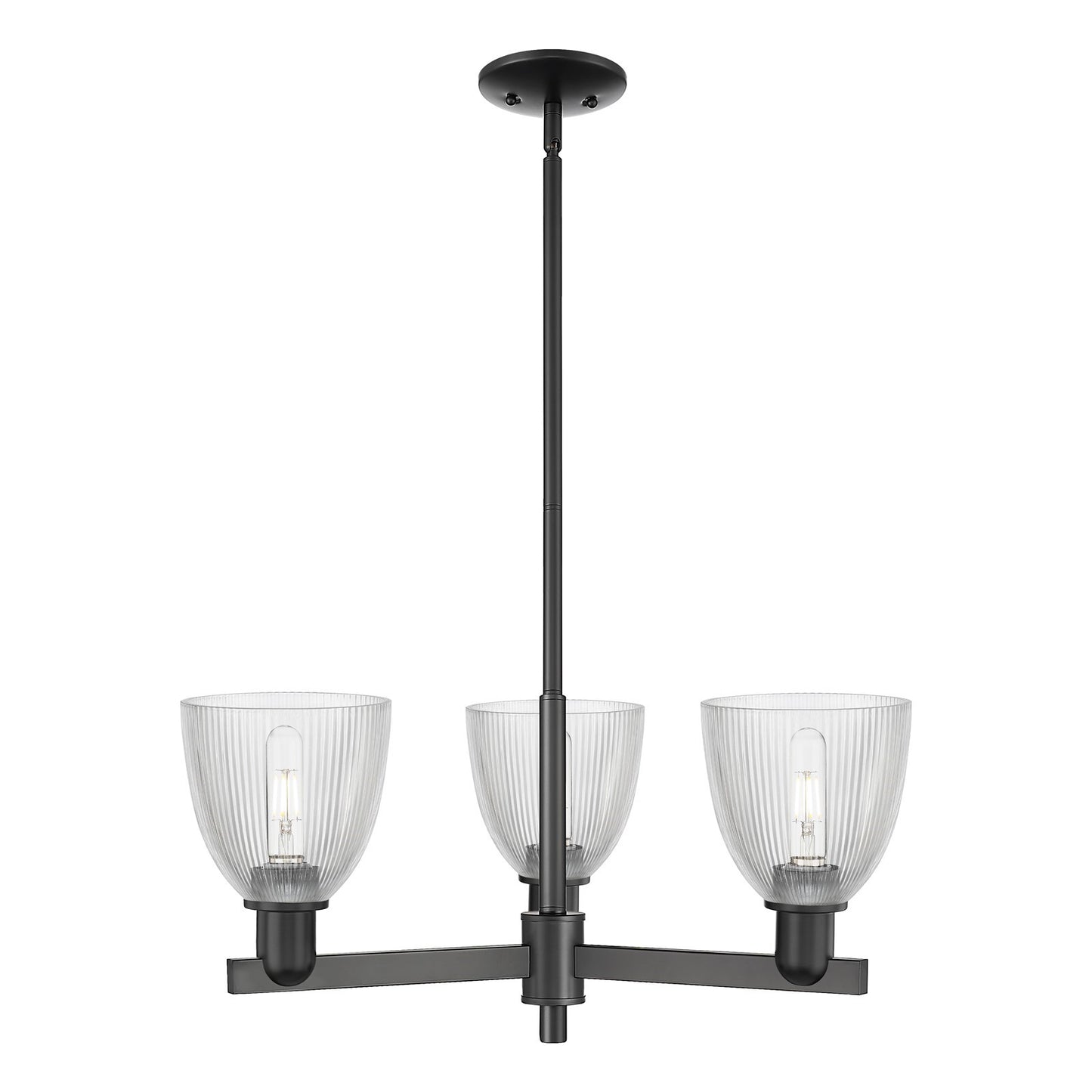 Innovations Castile 28in 3-Light Pendant | Industrial Matte Black Steel and Clear Glass | Kitchen Island & Dining Room | 27.75 x | Model 716-3CR-BK-G382