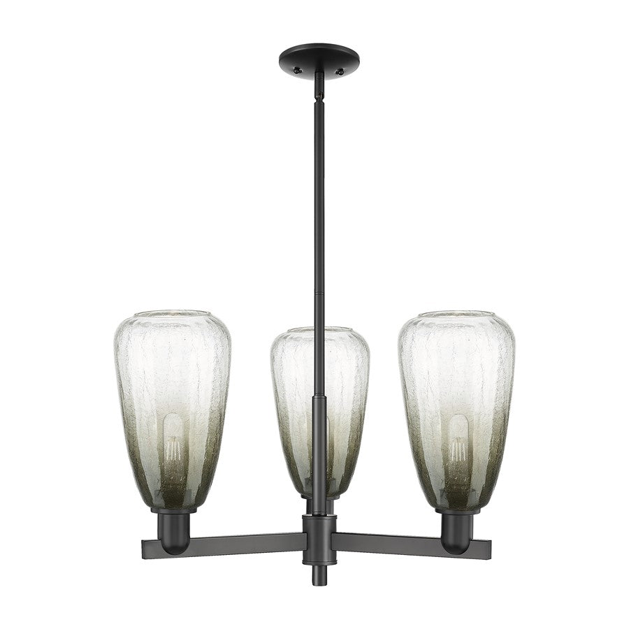 Innovations BH Almond 3Lt 18" Stem Chandelier, BK/SL - 716-3CR-BK-G480-6SL