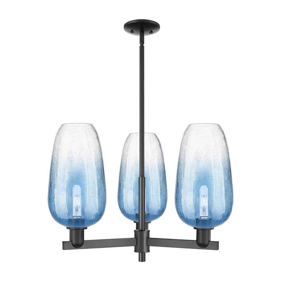 Innovations BH Flute 3Lt 18" Stem Chandelier, BK/SB - 716-3CR-BK-G484-7SB