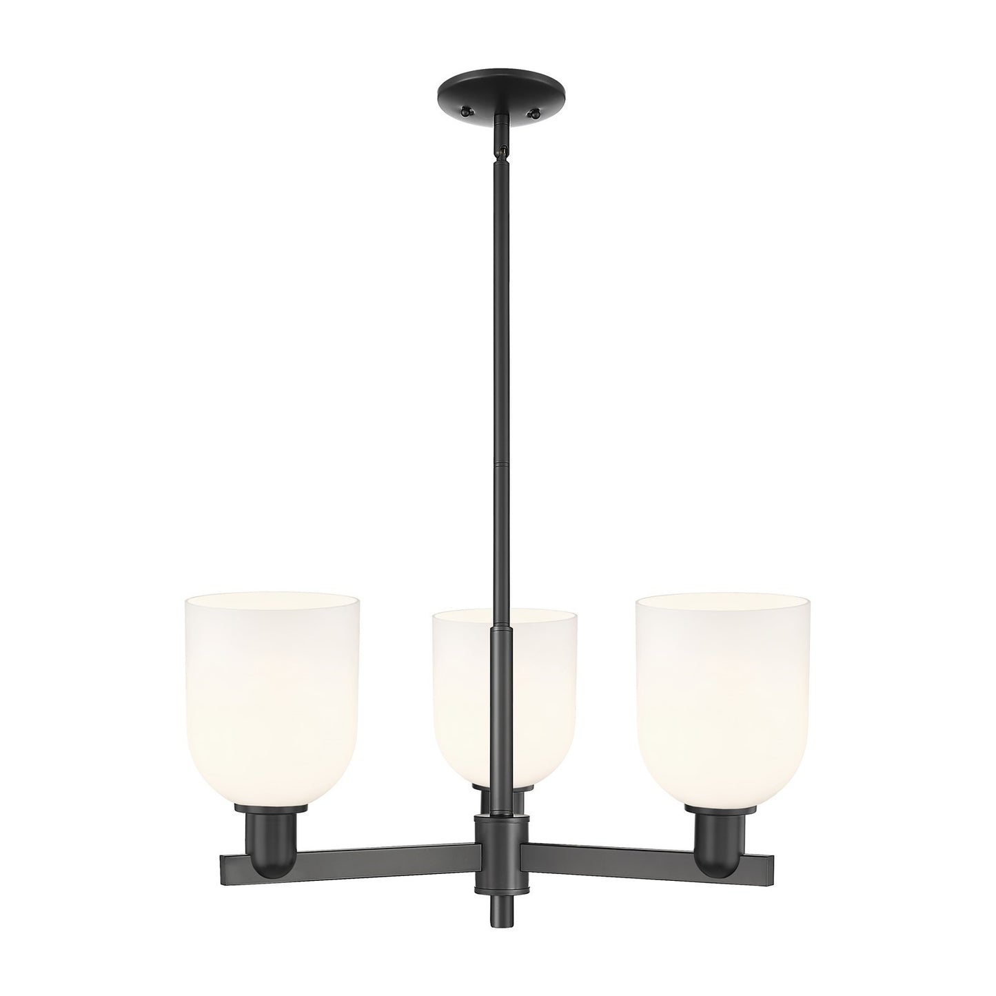 Innovations Bella 27in 3-Light Pendant | Industrial Matte Black Steel and White Glass | Kitchen Island & Dining Room | 27.25 | Model 716-3CR-BK-G558-6GWH