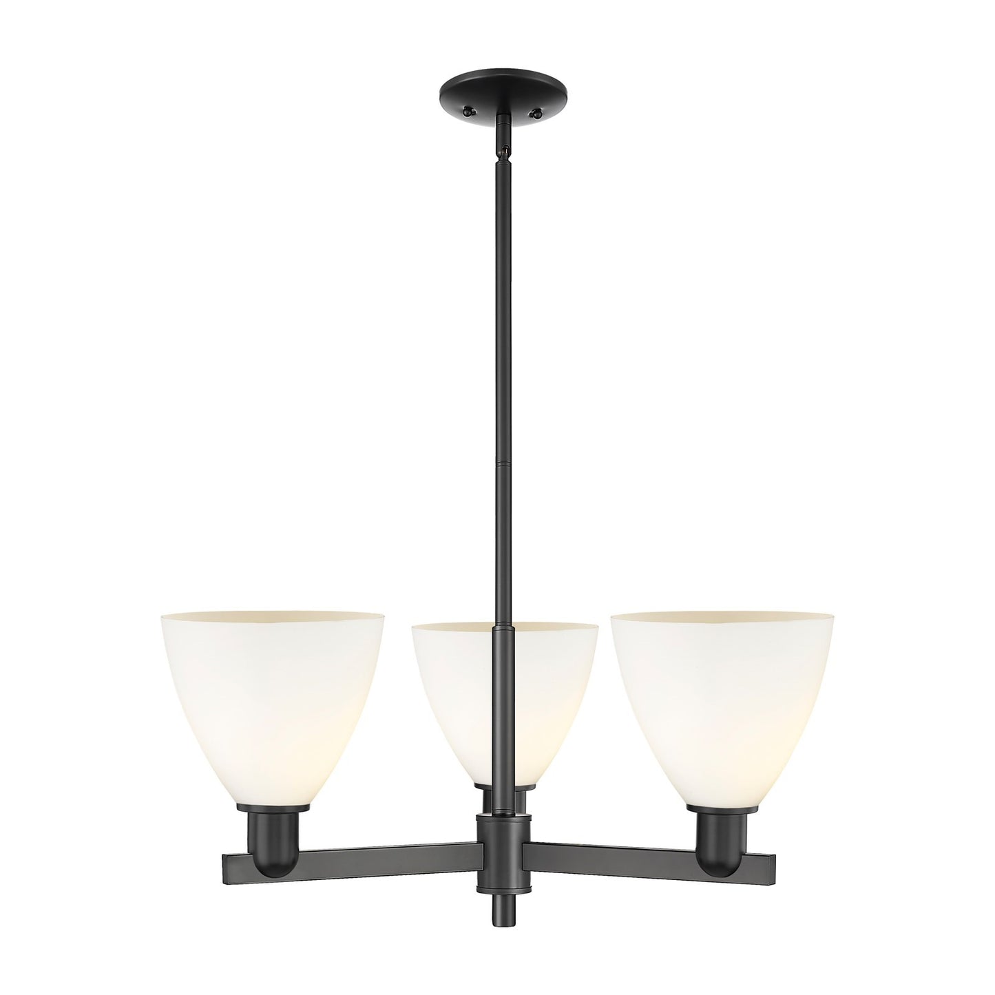 Innovations Bristol 29in 3-Light Pendant | Industrial Matte Black Steel and Matte White Glass | Kitchen Island & Dining Room | Model 716-3CR-BK-GBD-751