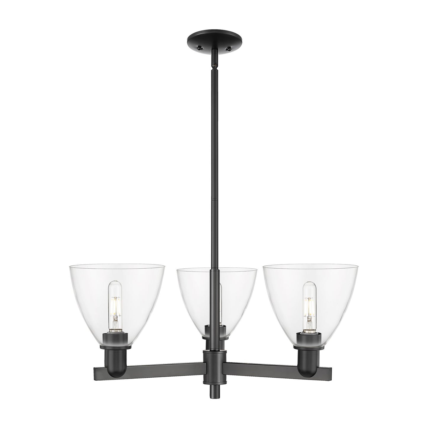 Innovations Bristol 29in 3-Light Pendant | Industrial Matte Black Steel and Clear Glass | Kitchen Island & Dining Room | 29.25 | Model 716-3CR-BK-GBD-752