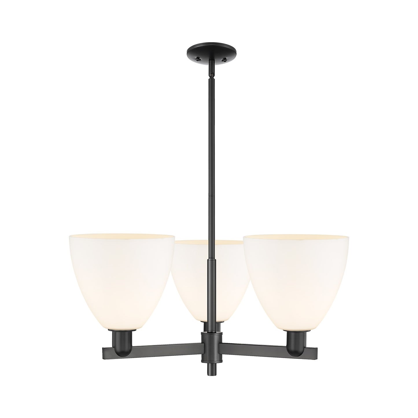 Innovations Bristol 31in 3-Light Pendant | Industrial Matte Black Steel and Matte White Glass | Kitchen Island & Dining Room | Model 716-3CR-BK-GBD-91