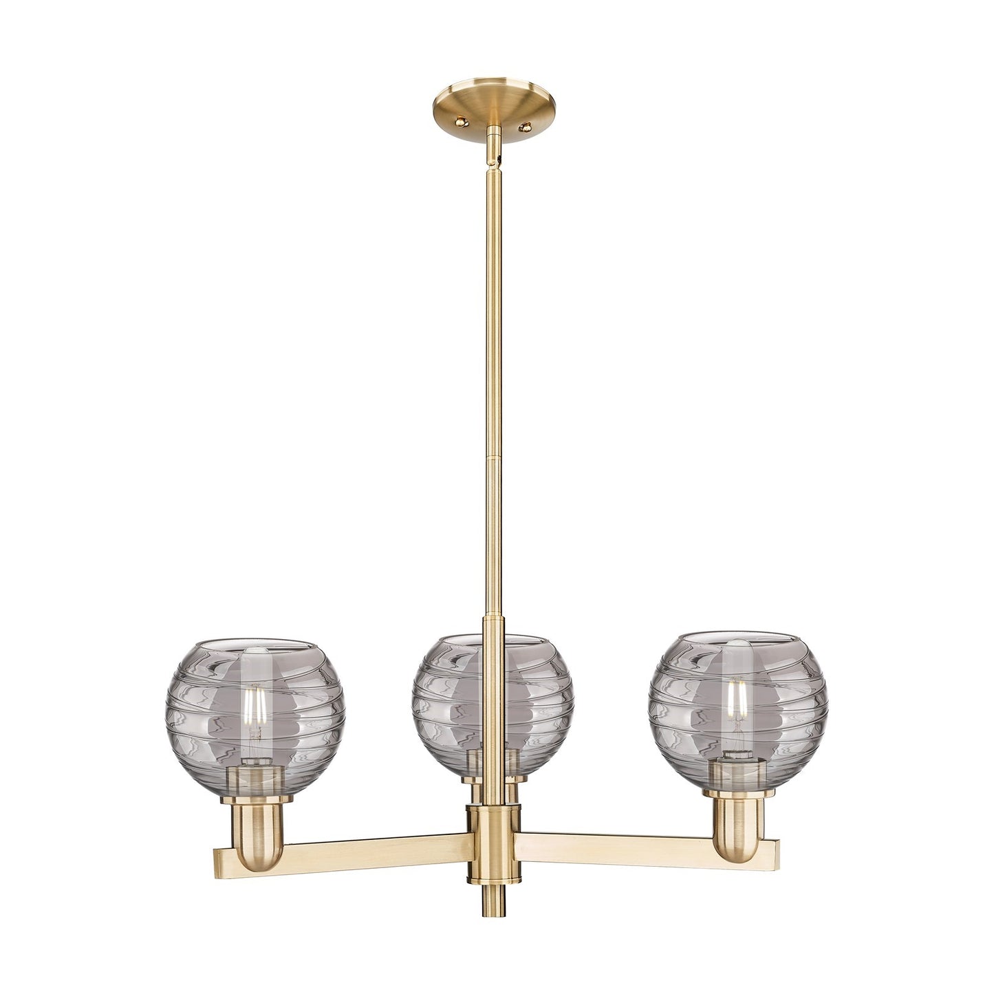 Innovations Athens Deco Swirl 27.625in 3-Light Pendant | Industrial Champagne Bronze Steel and Light Smoke Glass | Kitchen | Model 716-3CR-CB-G1213-6SM