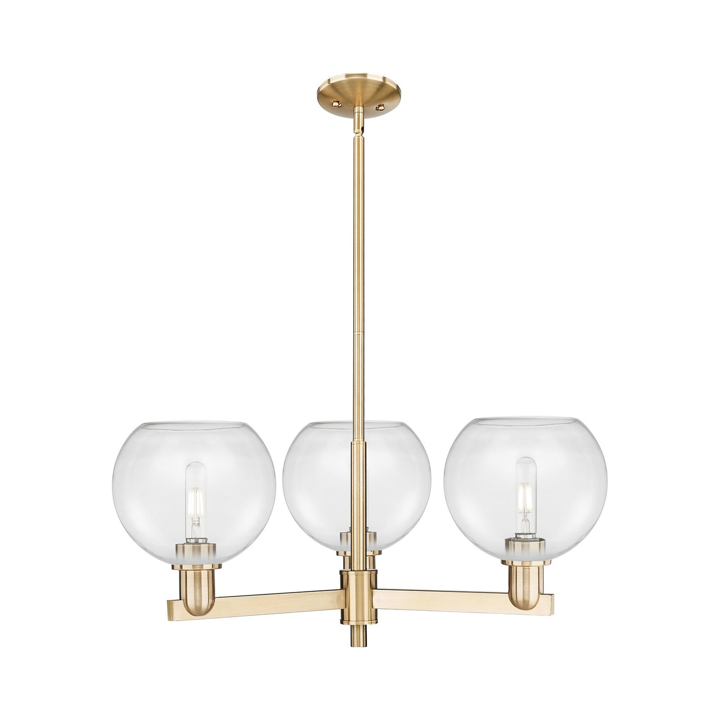 Innovations Athens 30in 3-Light Pendant | Industrial Champagne Bronze Steel and Clear Glass | Kitchen Island & Dining Room | Model 716-3CR-CB-G122-8