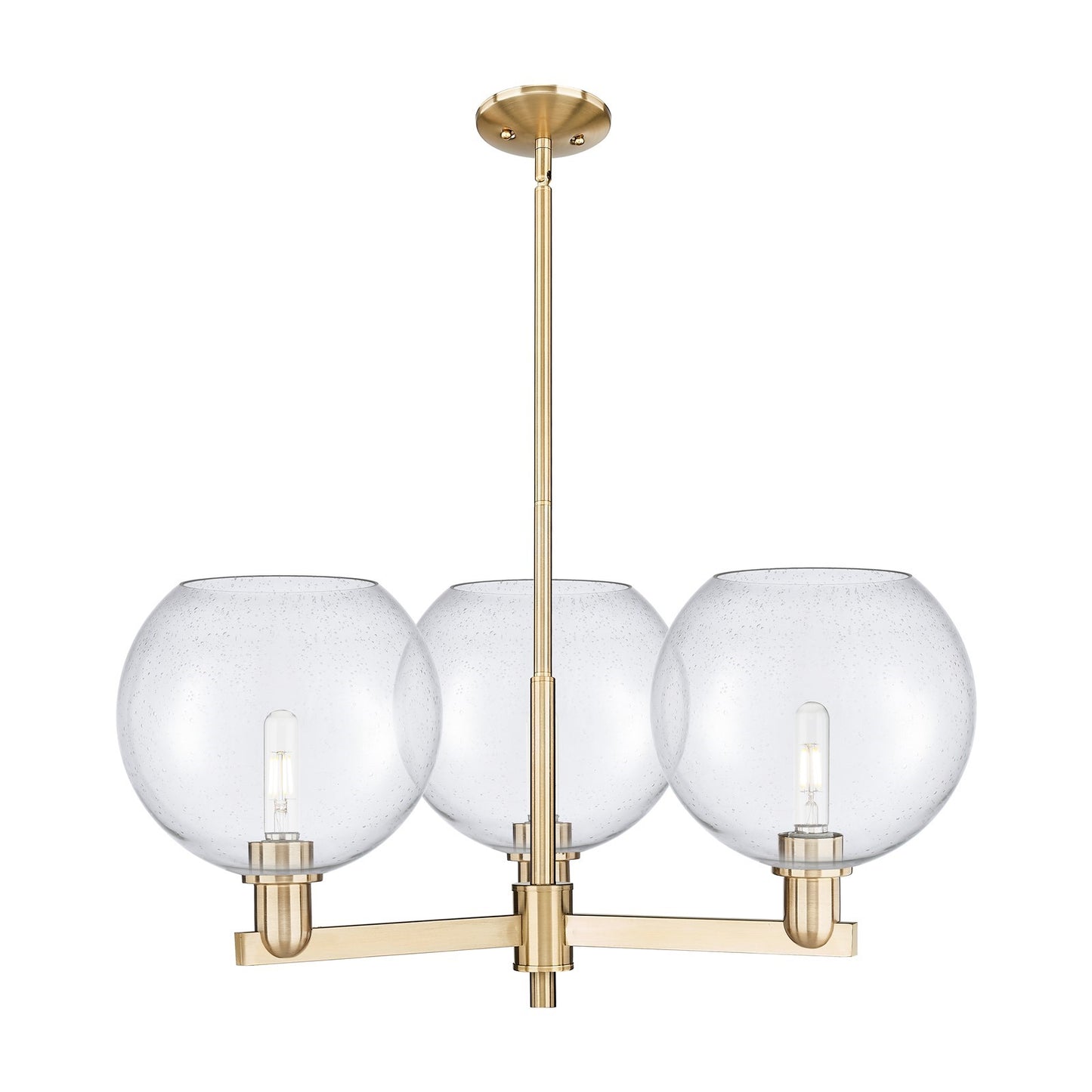 Innovations Athens 32in 3-Light Pendant | Industrial Champagne Bronze Steel and Seedy Glass | Kitchen Island & Dining Room | Model 716-3CR-CB-G124-10