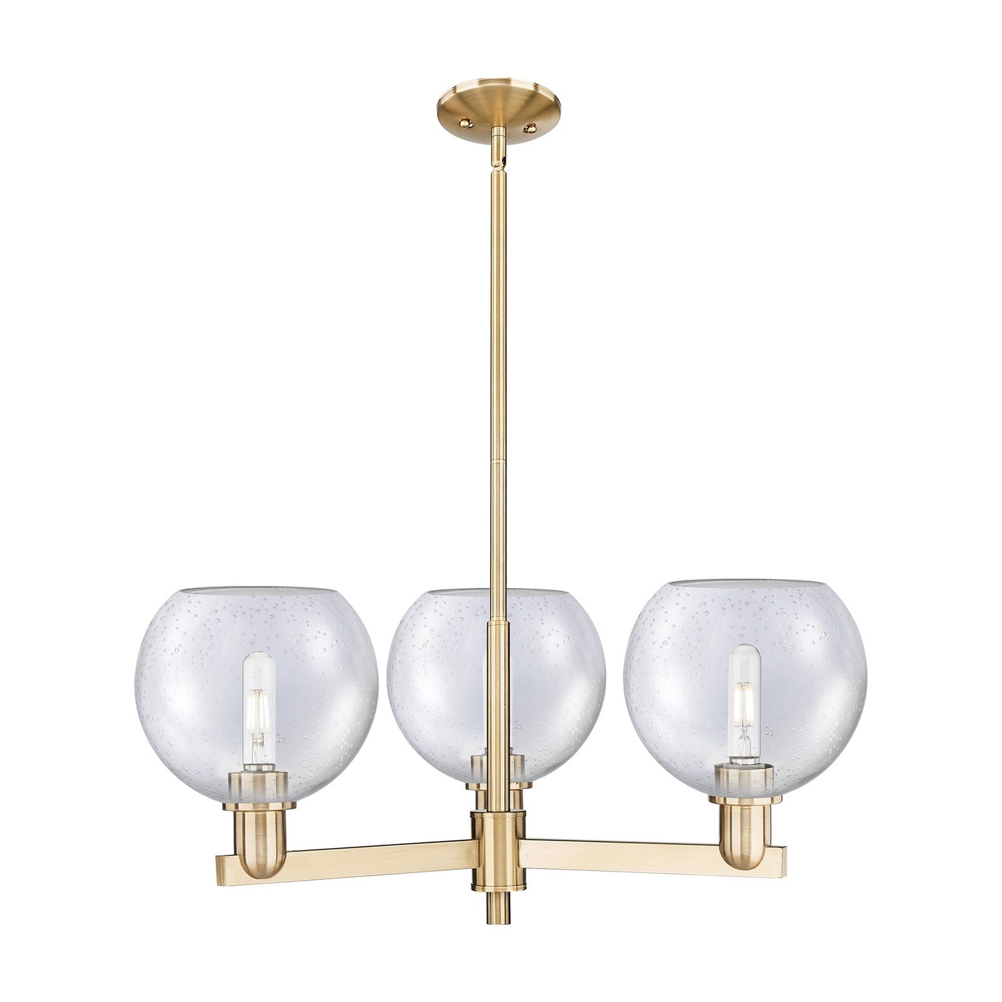 Innovations Athens 30in 3-Light Pendant | Industrial Champagne Bronze Steel and Seedy Glass | Kitchen Island & Dining Room | Model 716-3CR-CB-G124-8