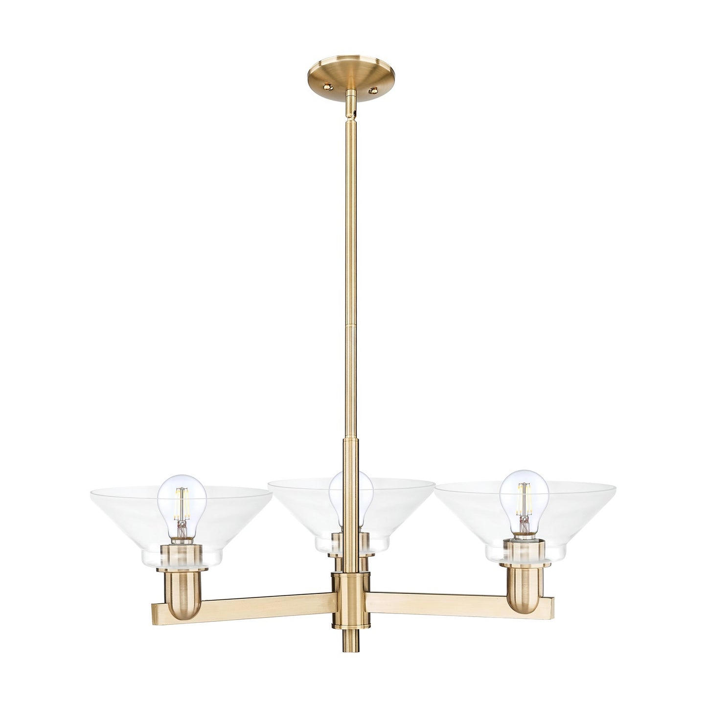 Innovations Orwell 30in 3-Light Pendant | Industrial Champagne Bronze Steel and Clear Cone Glass | Kitchen Island & Dining Room | Model 716-3CR-CB-G132