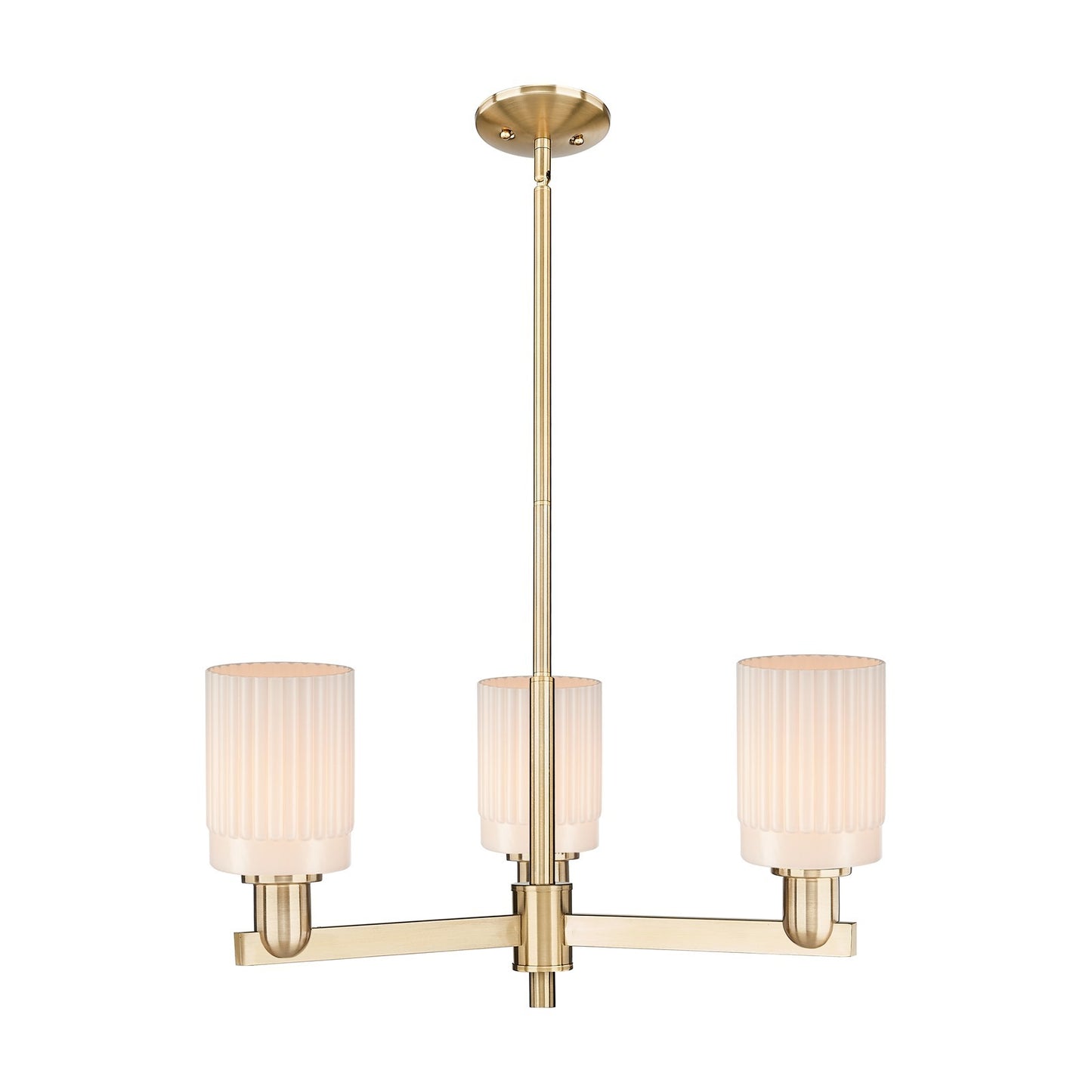 Innovations Hadley 26in 3-Light Pendant | Industrial Champagne Bronze Steel and Matte White Ribbed Glass | Kitchen Island & Dining | Model 716-3CR-CB-G341