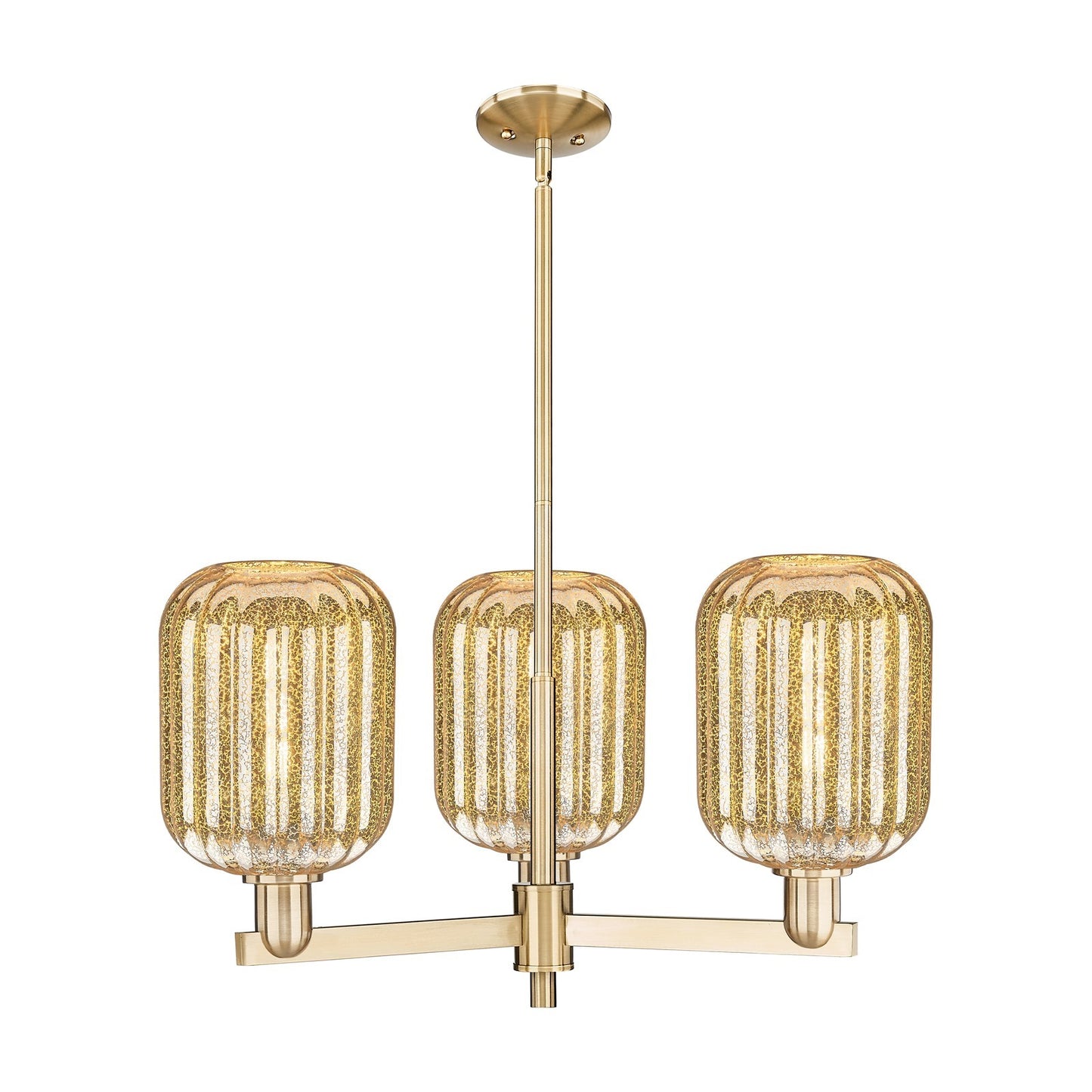 Innovations Preston Cylinder 28.5in 3-Light Pendant | Industrial Champagne Bronze Steel and Mercury Glass | Kitchen Island & | Model 716-3CR-CB-G460-7ME