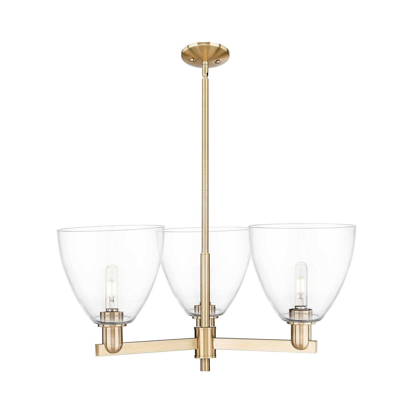 Innovations Bristol 31in 3-Light Pendant | Industrial Champagne Bronze Steel and Clear Glass | Kitchen Island & Dining Room | Model 716-3CR-CB-GBD-92