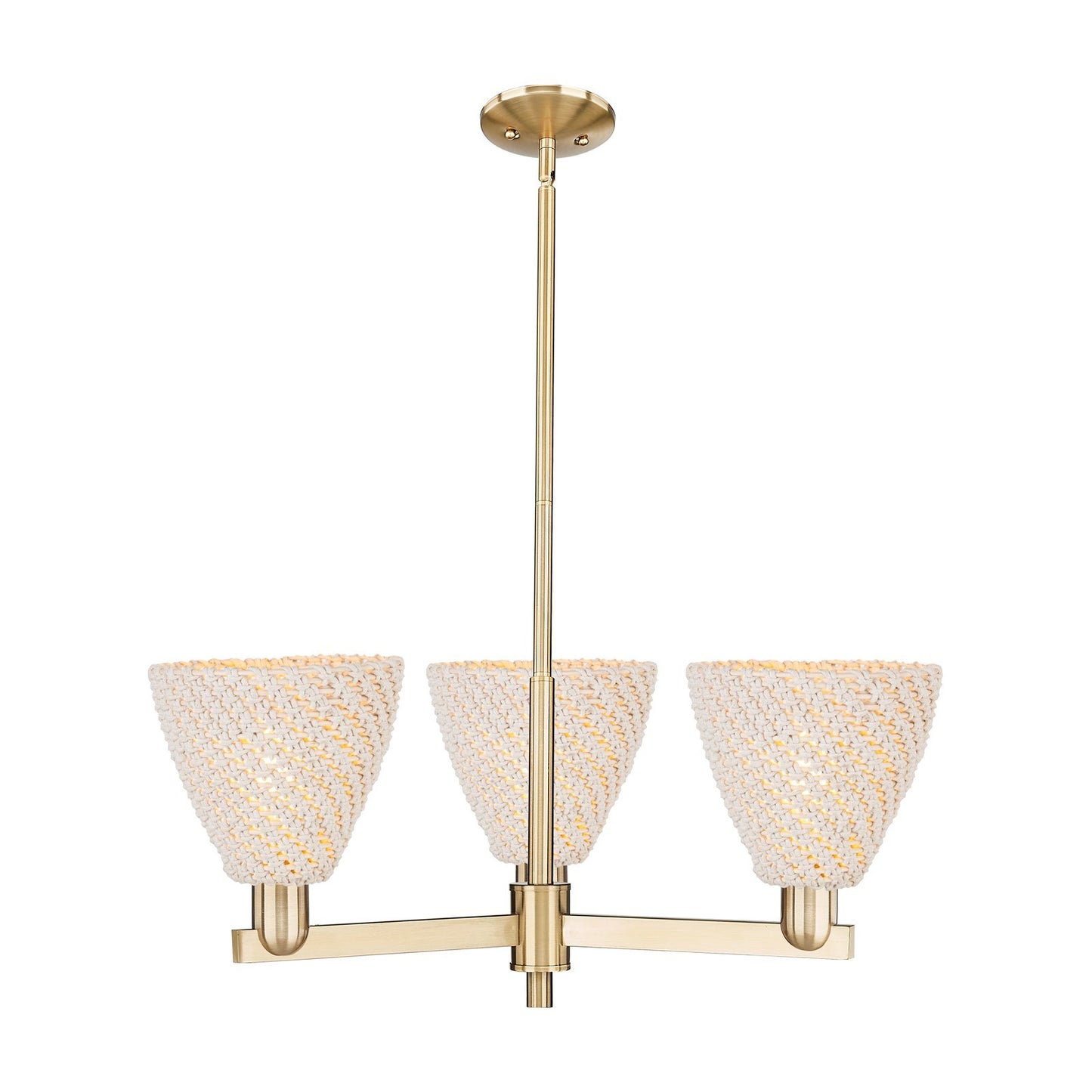 Innovations Bristol Natural 29.25in 3-Light Pendant | Farmhouse Champagne Bronze Steel and Natural Fiber Dome | Kitchen | Model 716-3CR-CB-NBD-75-NAT