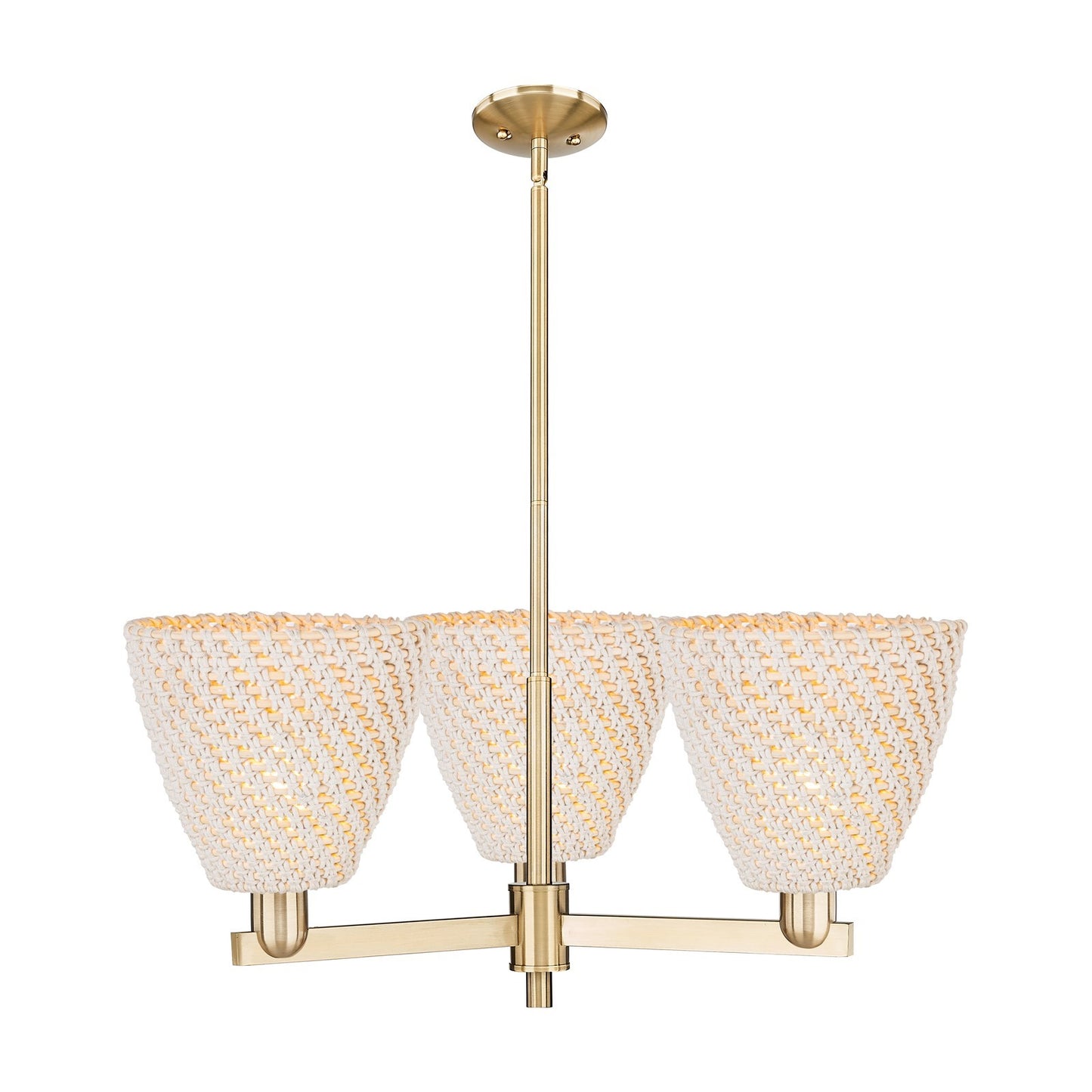 Innovations Bristol Natural 31in 3-Light Pendant | Industrial Champagne Bronze Steel and Natural Fiber Dome Shade | Kitchen | Model 716-3CR-CB-NBD-9-NAT