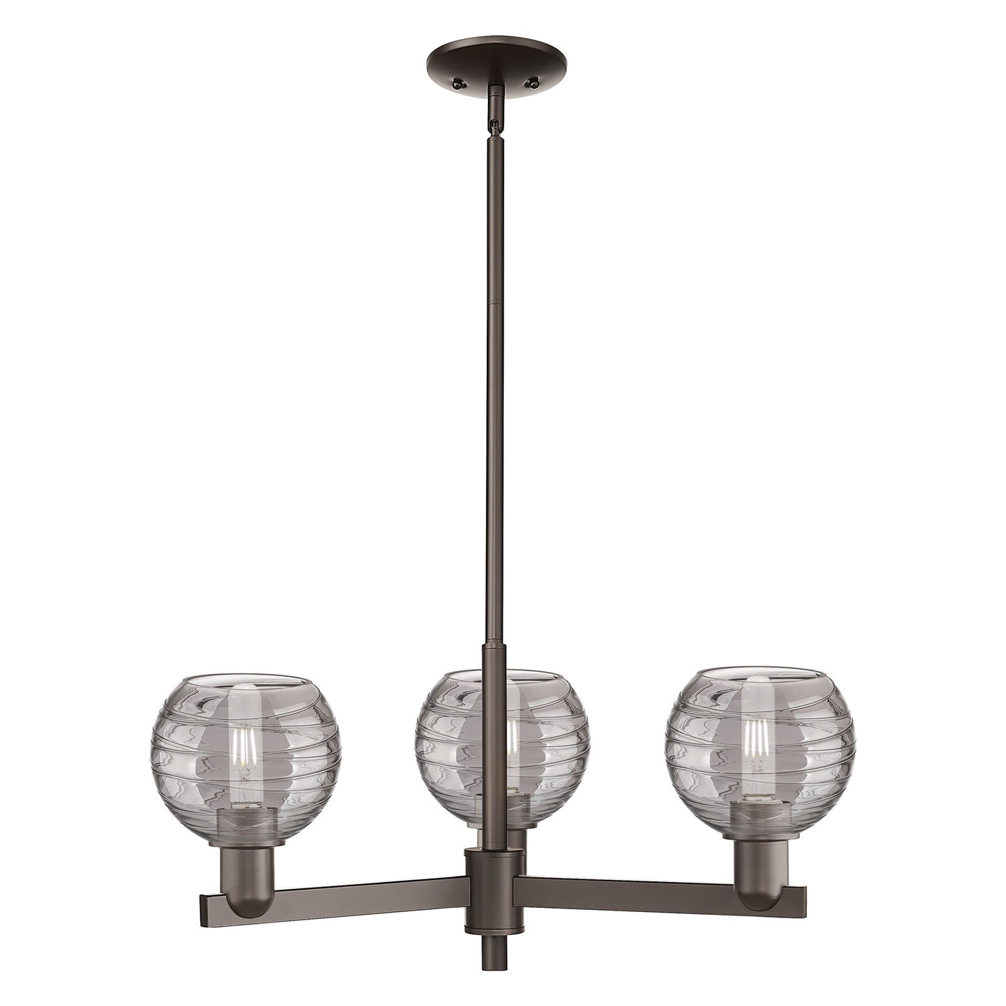 Innovations Athens Deco Swirl 27.62in 3-Light Pendant | Industrial Oil Rubbed Bronze and Light Smoke Glass | Kitchen Island & | Model 716-3CR-OB-G1213-6SM