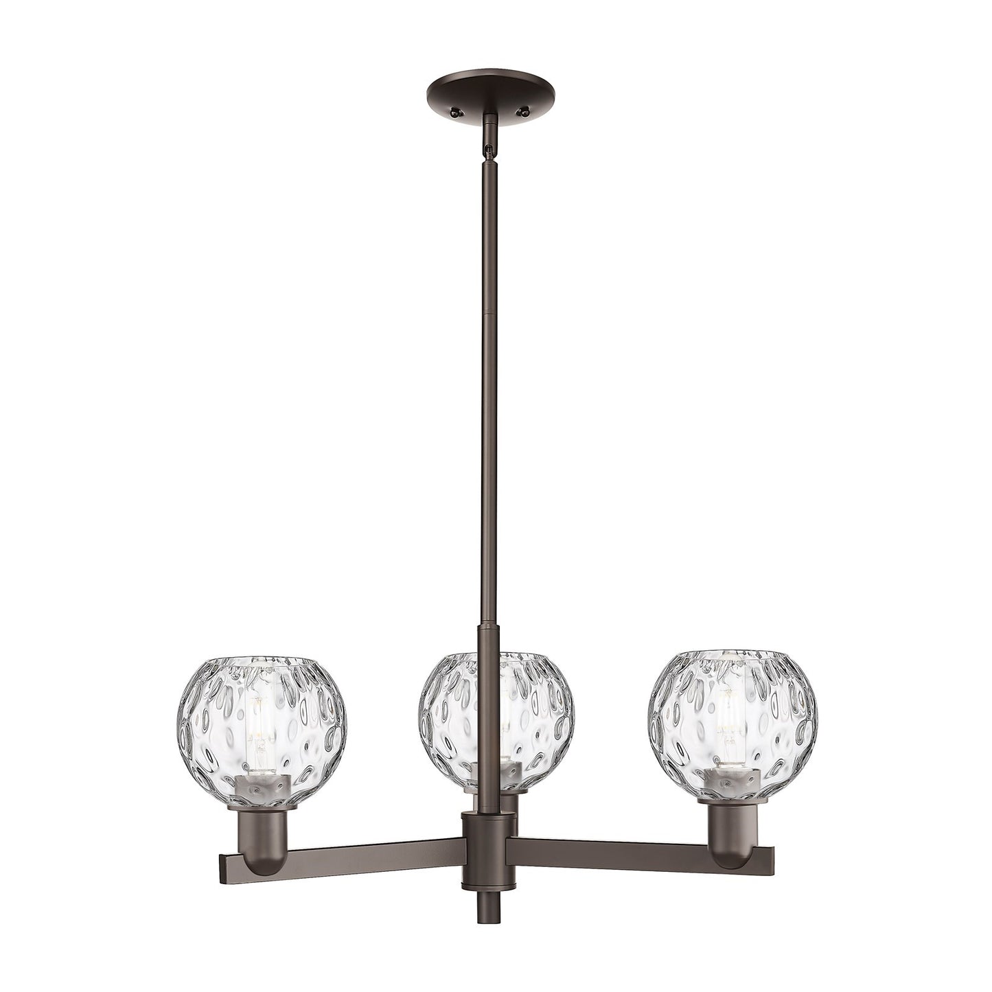 Innovations Athens Water Glass 28in 3-Light Pendant | Industrial Oil Rubbed Bronze Steel and Clear Glass | Kitchen Island & | Model 716-3CR-OB-G1215-6