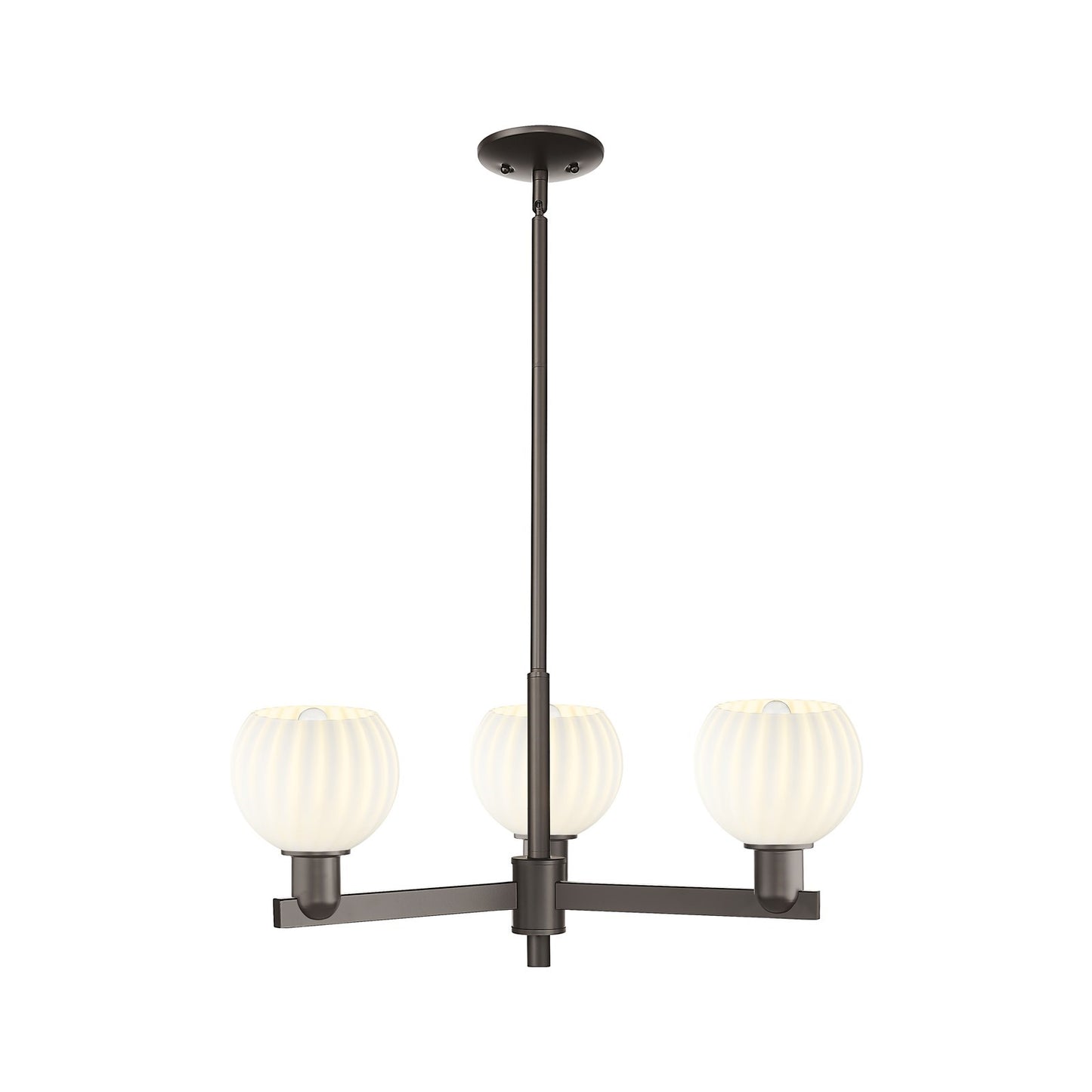 Innovations Lighting Arcadia 28in 3-Light Pendant | Industrial Oil Rubbed Bronze and White Venetian Glass | Kitchen Island & | Model 716-3CR-OB-G1217-6WV