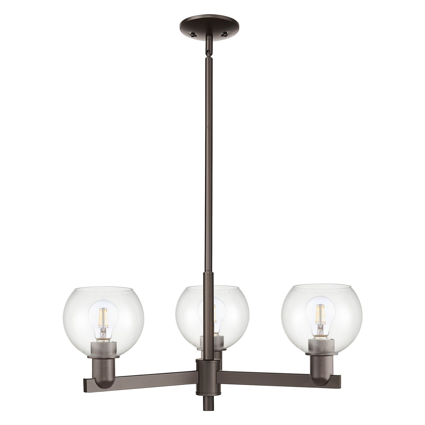 Innovations Athens 28in 3-Light Pendant | Industrial Oil Rubbed Bronze Steel and Clear Glass | Kitchen Island & Dining Room | Model 716-3CR-OB-G122-6