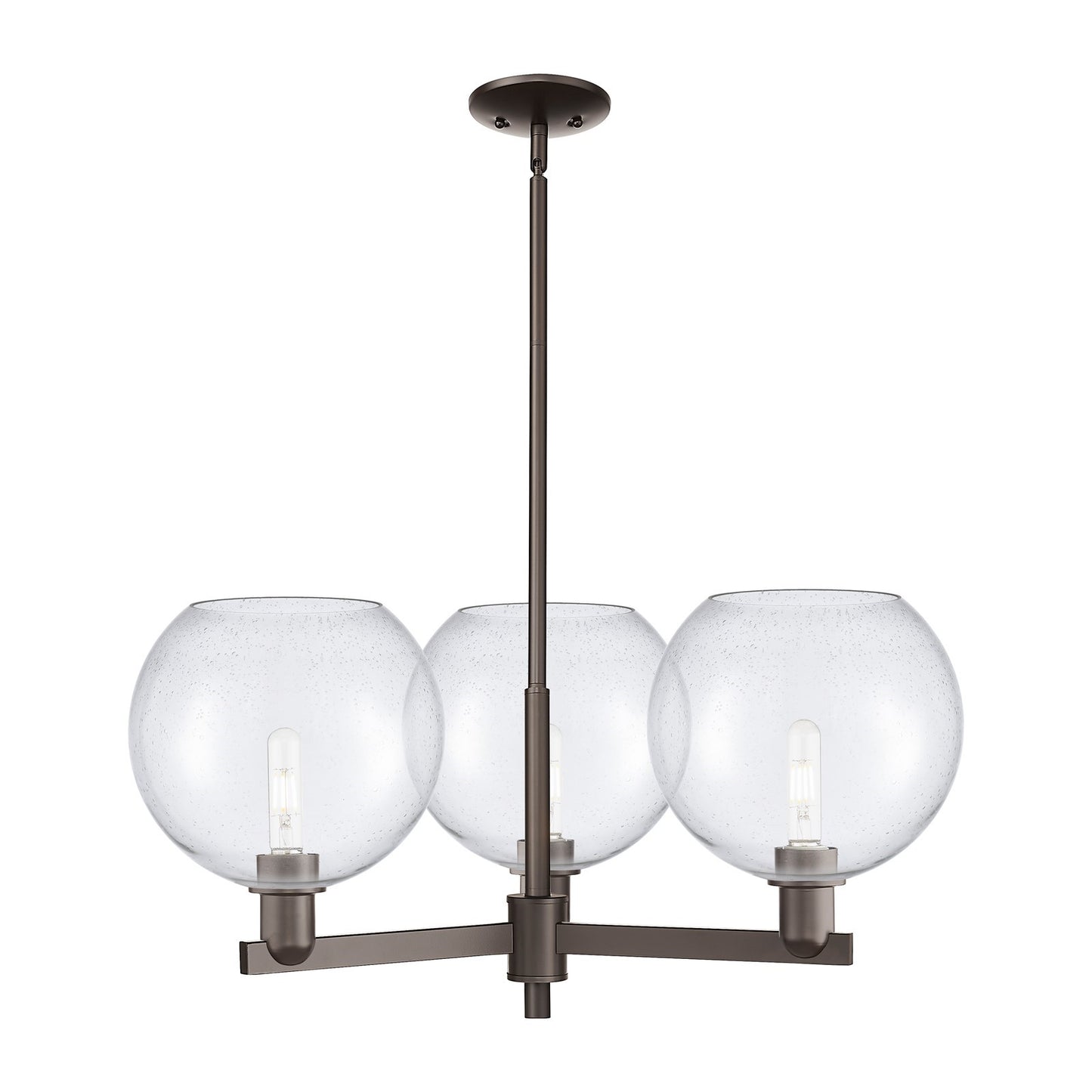 Innovations Athens 32in 3-Light Pendant | Industrial Oil Rubbed Bronze Steel and Seedy Glass | Kitchen Island & Dining Room | Model 716-3CR-OB-G124-10