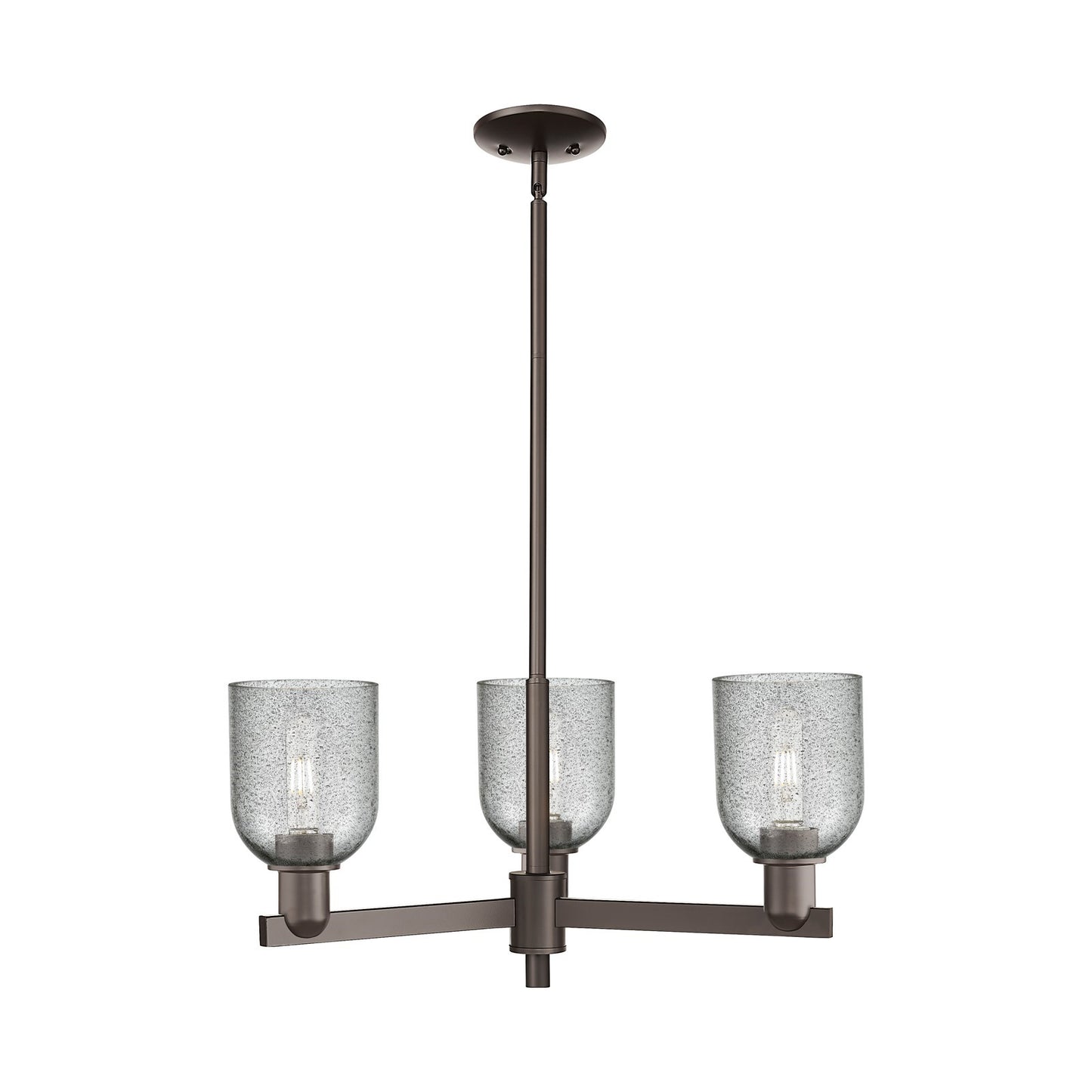 Innovations Caledonia 27in 3-Light Pendant | Industrial Oil Rubbed Bronze Steel and Charcoal Glass | Kitchen Island & Dining Room | Model 716-3CR-OB-G257