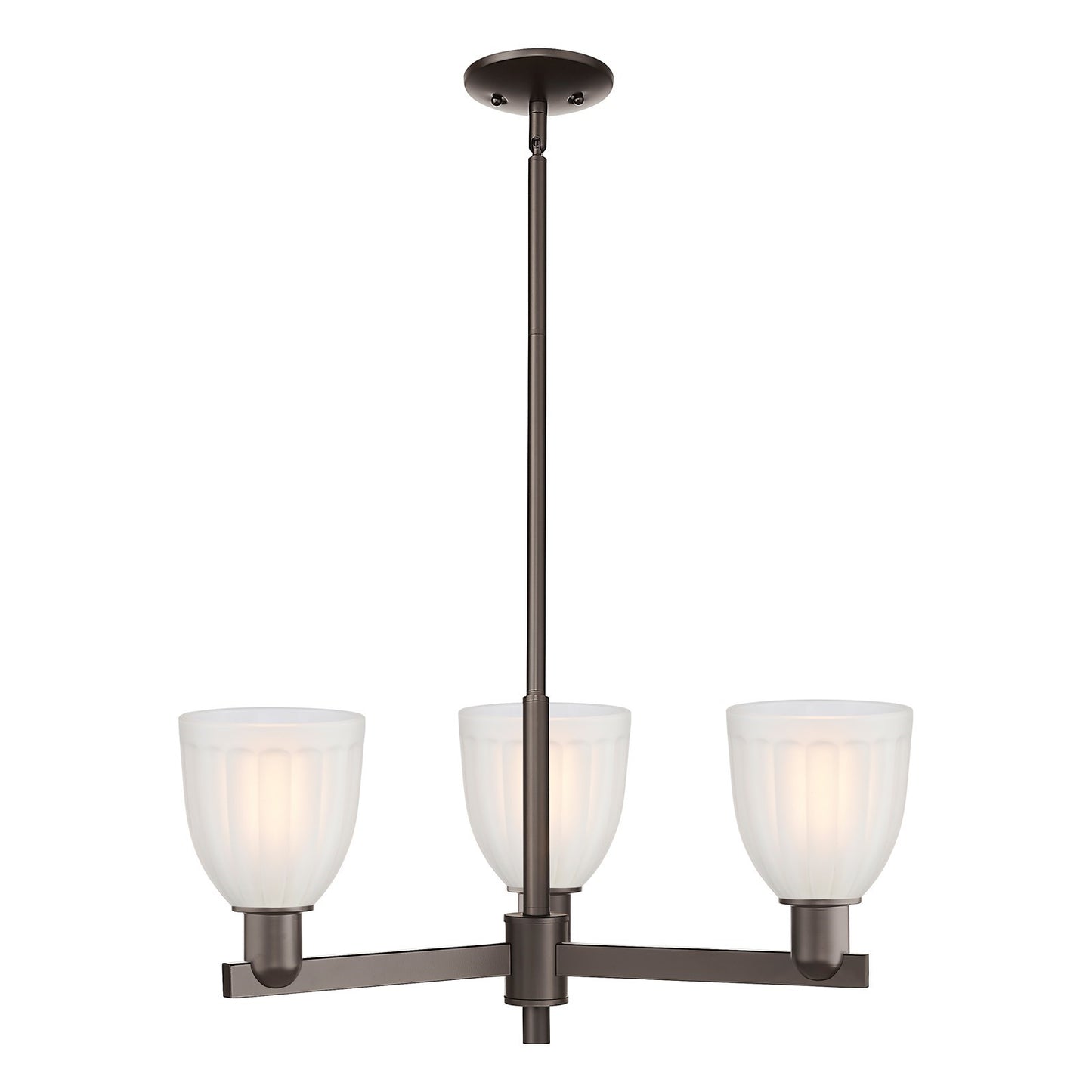 Innovations Brookfield 28in 3-Light Pendant | Industrial Oil Rubbed Bronze and White Frosted Ribbed Glass | Kitchen Island & | Model 716-3CR-OB-G441
