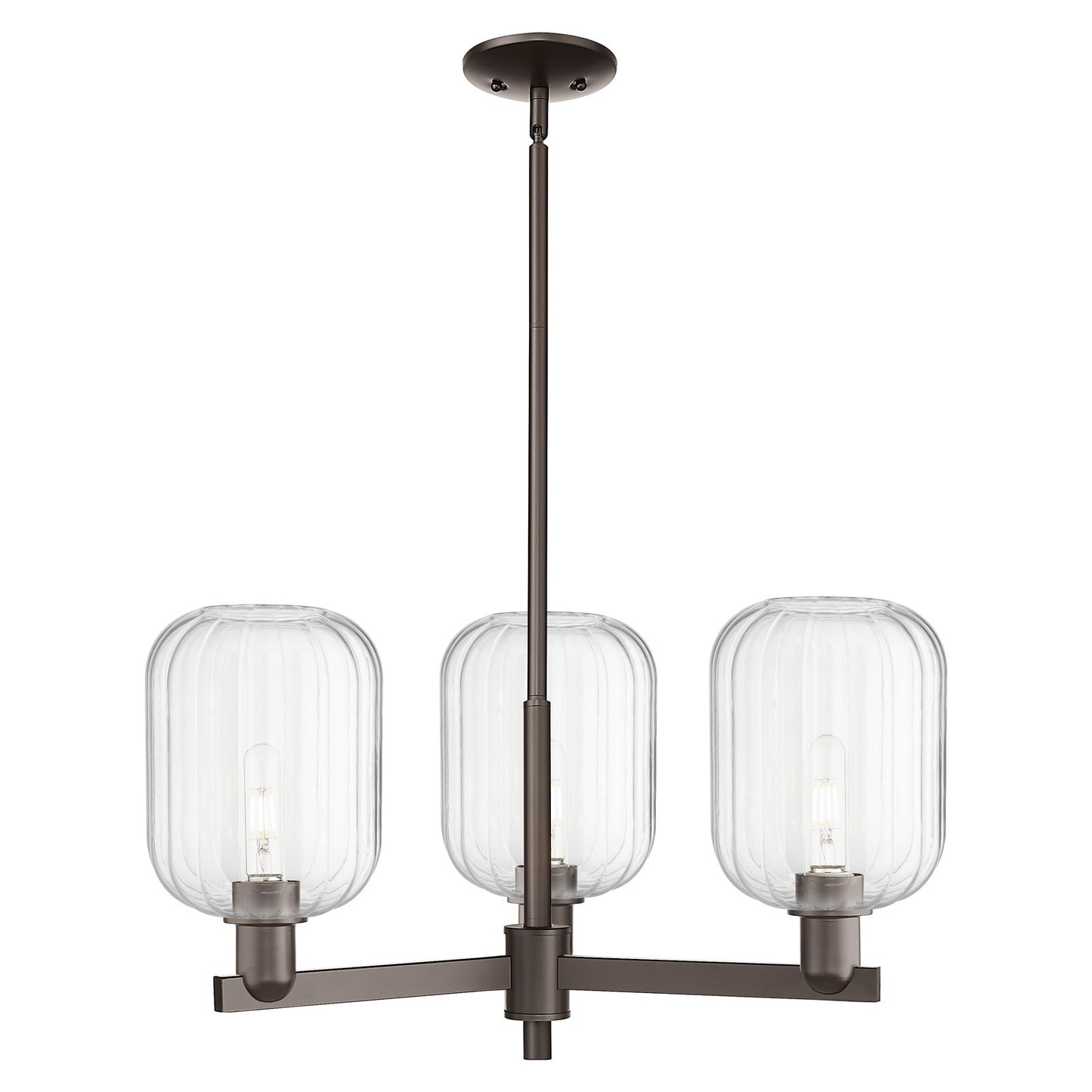 Innovations Preston Cylinder 28.5in 3-Light Pendant | Industrial Oil Rubbed Bronze Steel and Clear Glass | Kitchen Island & | Model 716-3CR-OB-G460-7CL