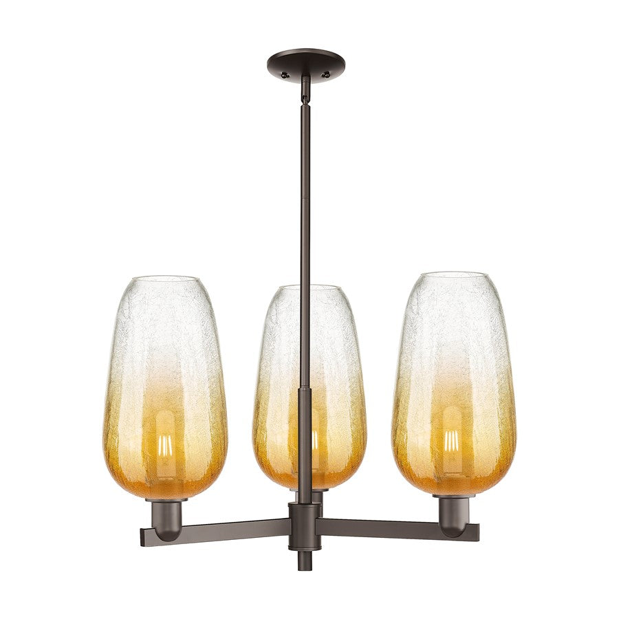 Innovations BH Flute 3Lt 18" Stem Chandelier, OB/AM - 716-3CR-OB-G484-7AM