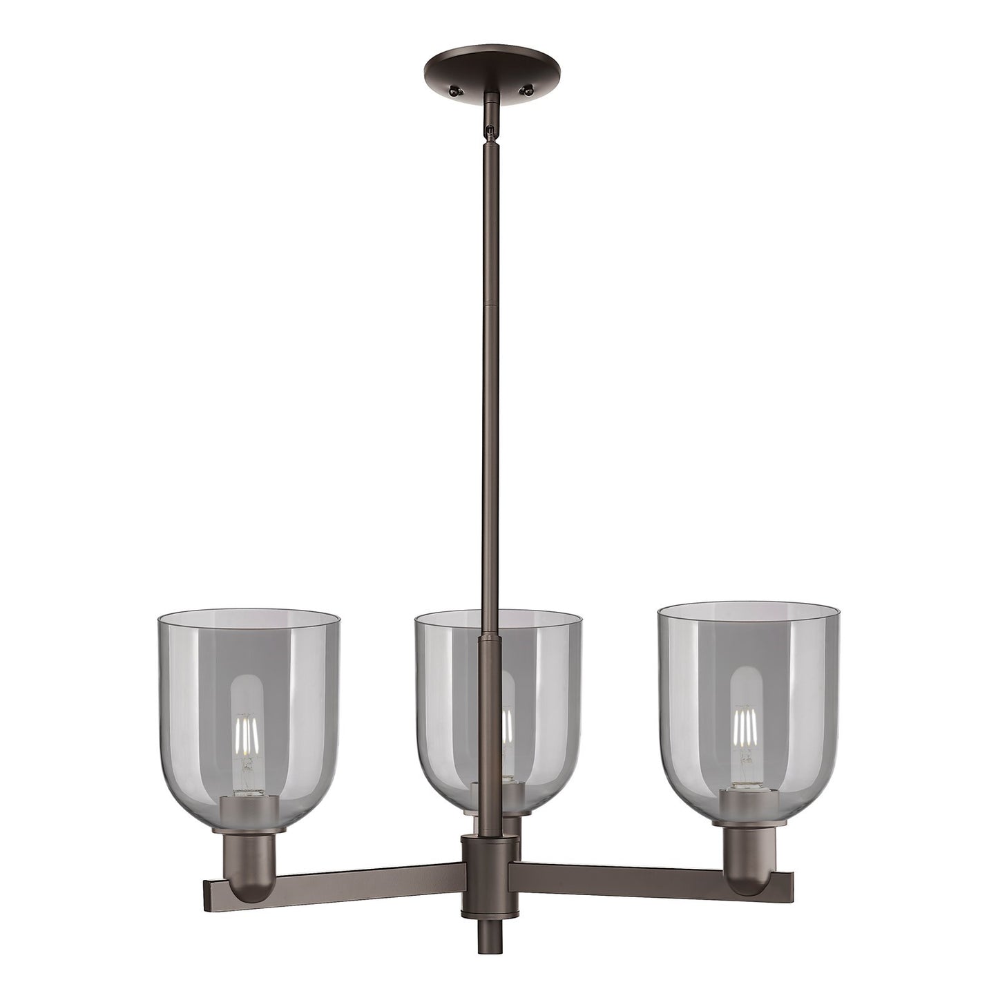 Innovations Bella 27in 3-Light Pendant | Industrial Oil Rubbed Bronze Steel and Light Smoke Glass | Kitchen Island & Dining | Model 716-3CR-OB-G558-6SM