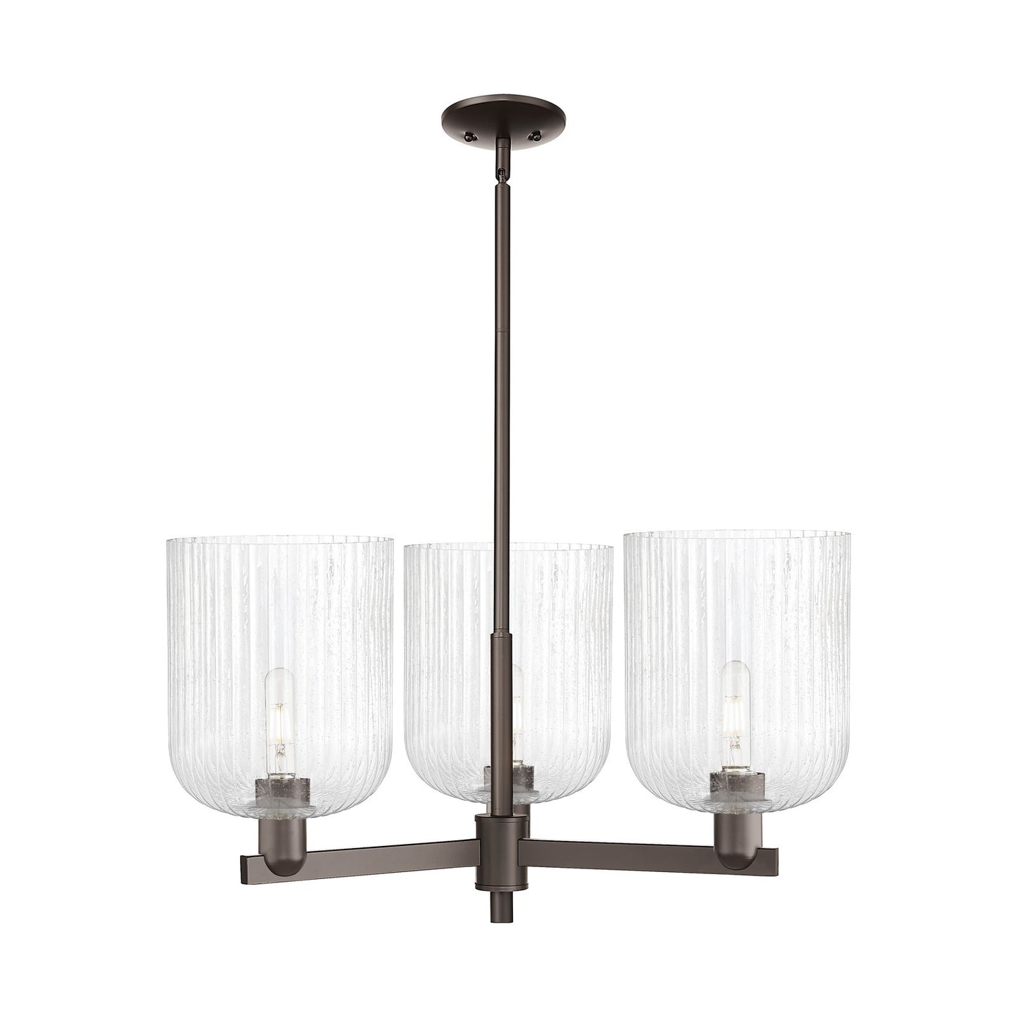 Innovations Bridal Veil 30in 3-Light Pendant | Industrial Oil Rubbed Bronze Steel and Seedy Ribbed Glass | Kitchen Island & | Model 716-3CR-OB-G559-8SDY