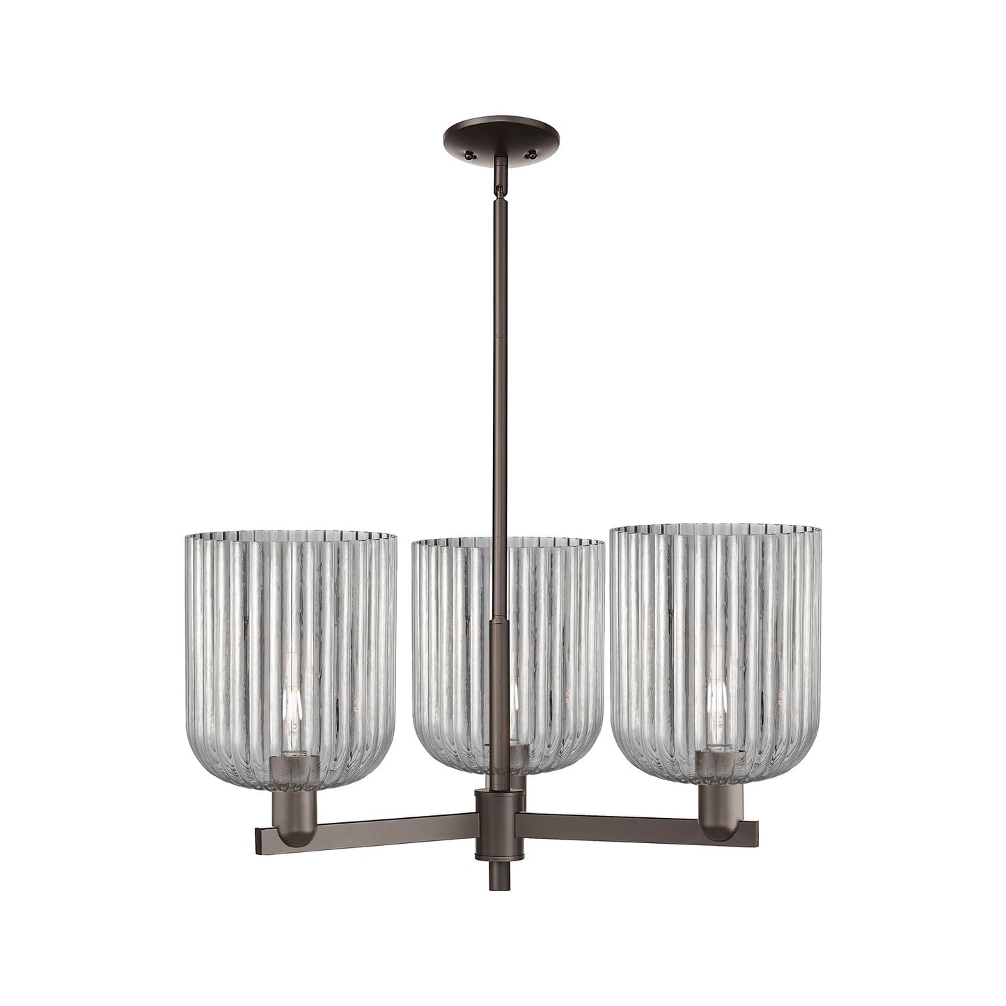 Innovations Bridal Veil 30in 3-Light Pendant | Industrial Oil Rubbed Bronze and Light Smoke Glass | Kitchen Island & Dining | Model 716-3CR-OB-G559-8SM