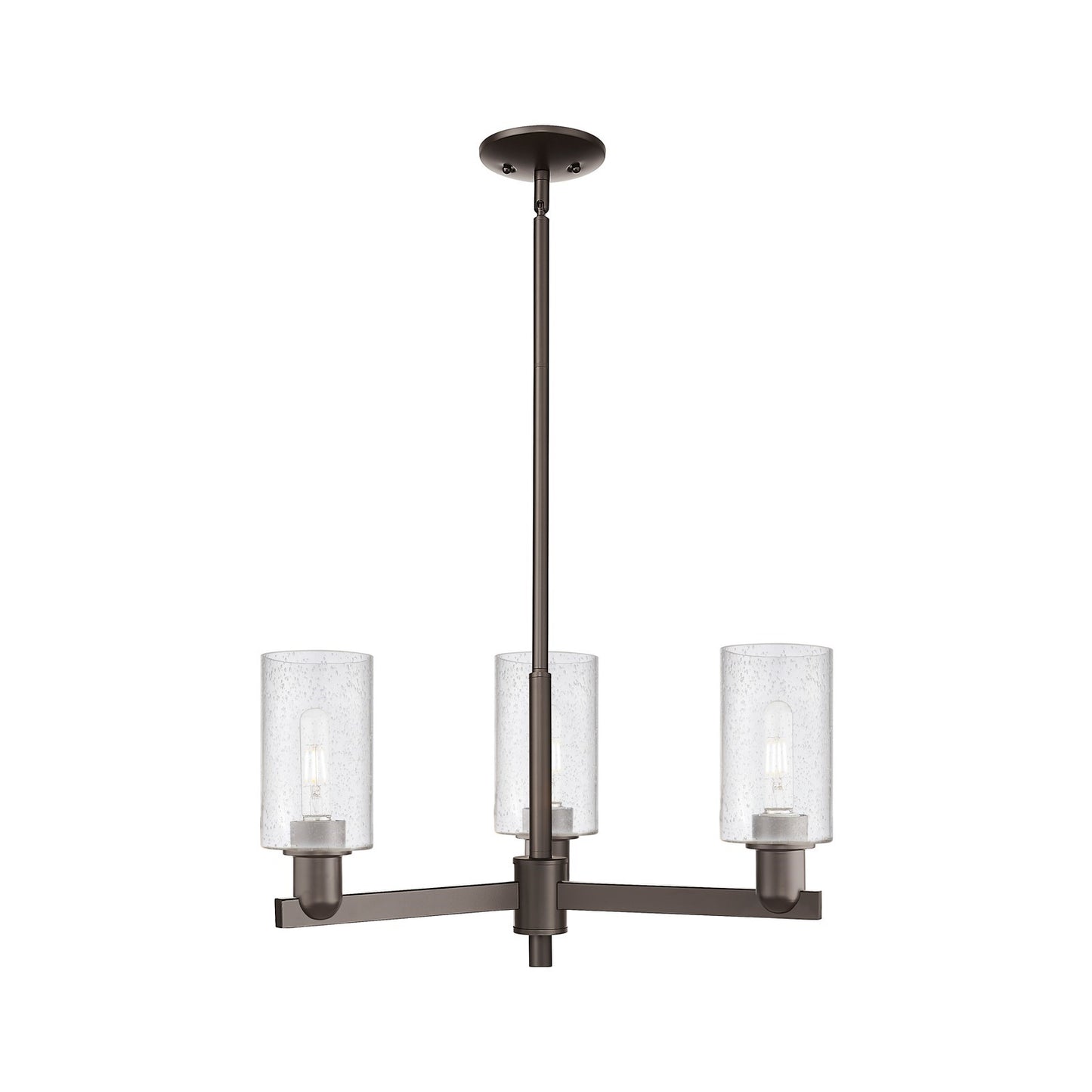 Innovations Clymer 26in 3-Light Pendant | Industrial Oil Rubbed Bronze Steel and Seedy Glass | Kitchen Island & Dining Room | Model 716-3CR-OB-G804