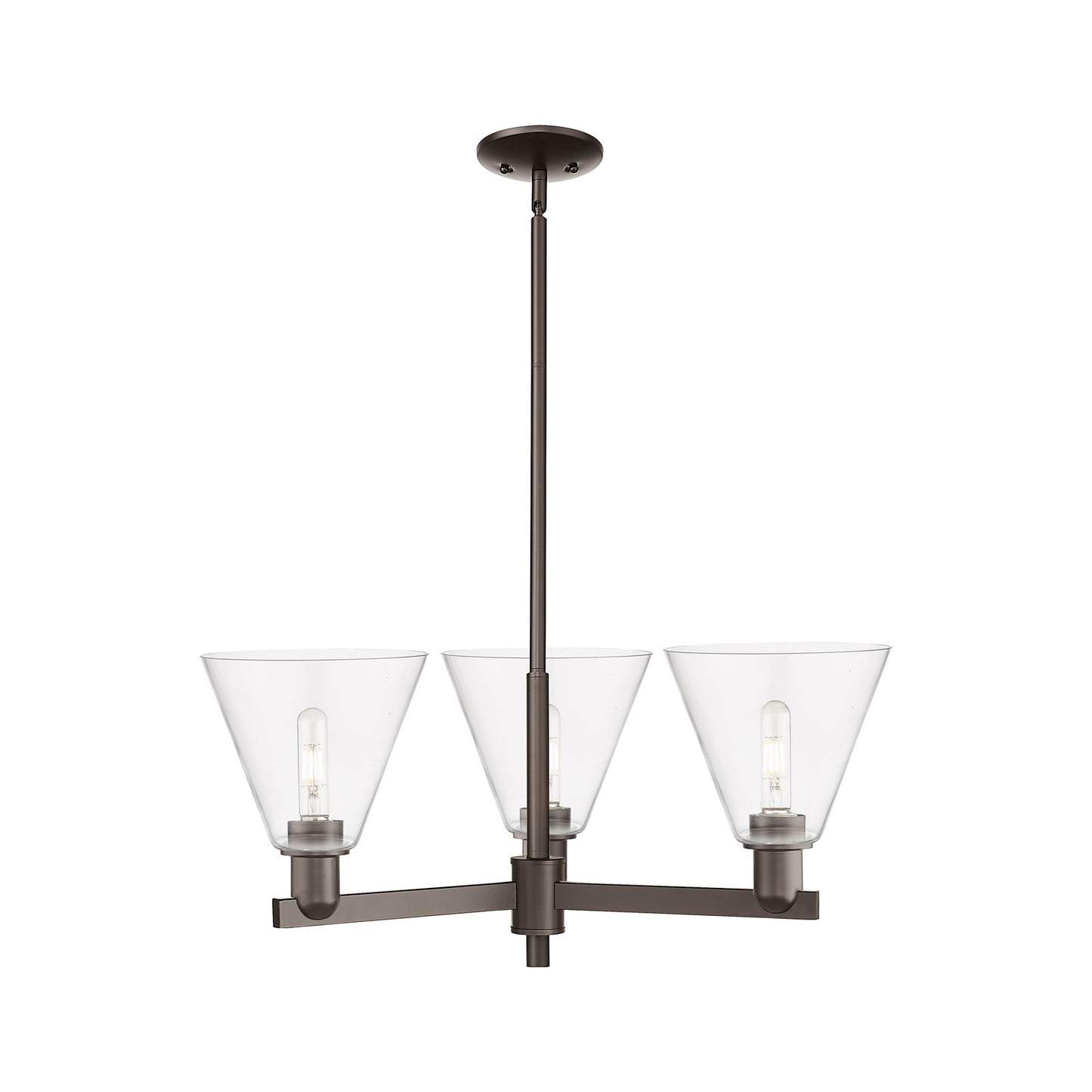 Innovations Berkshire Glass 30in 3-Light Pendant | Industrial Oil Rubbed Bronze Steel and Clear Glass | Kitchen Island & Dining | Model 716-3CR-OB-GBC-82