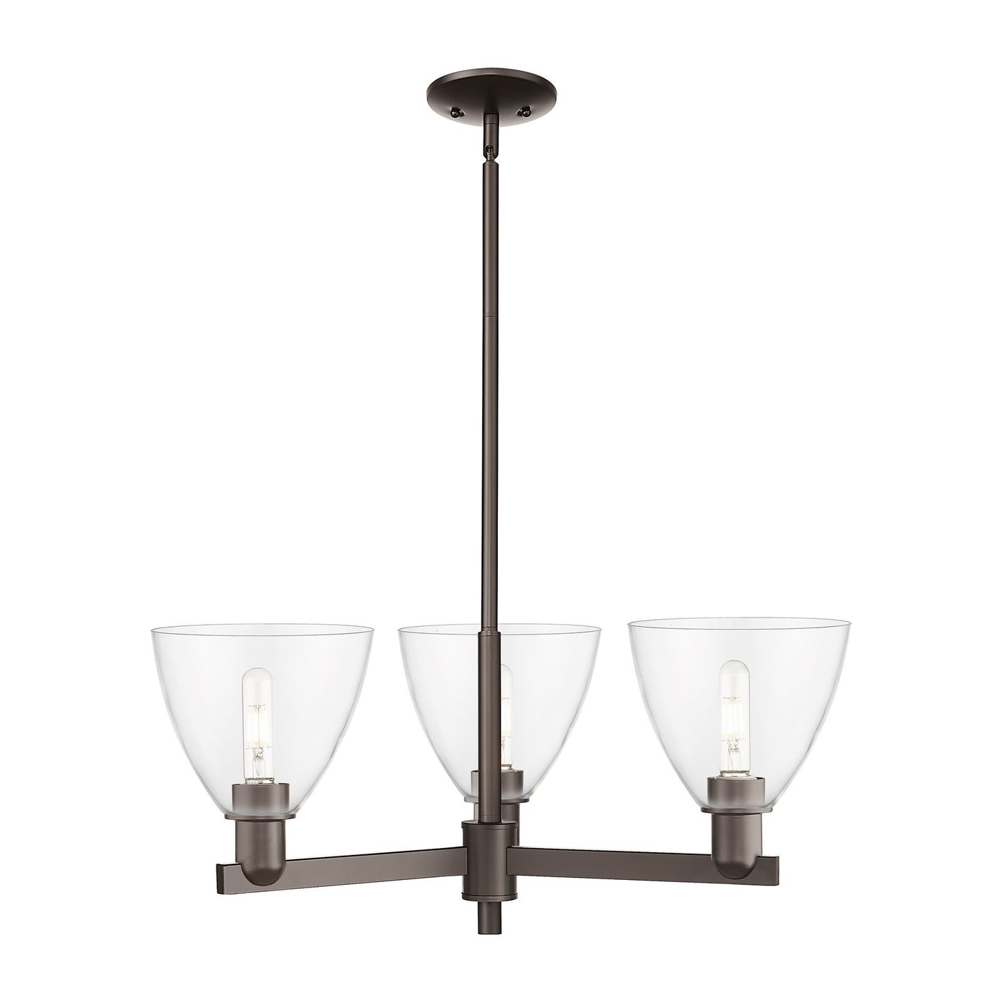 Innovations Bristol 29.25in 3-Light Pendant | Industrial Oil Rubbed Bronze Steel and Clear Glass | Kitchen Island & Dining Room | Model 716-3CR-OB-GBD-752