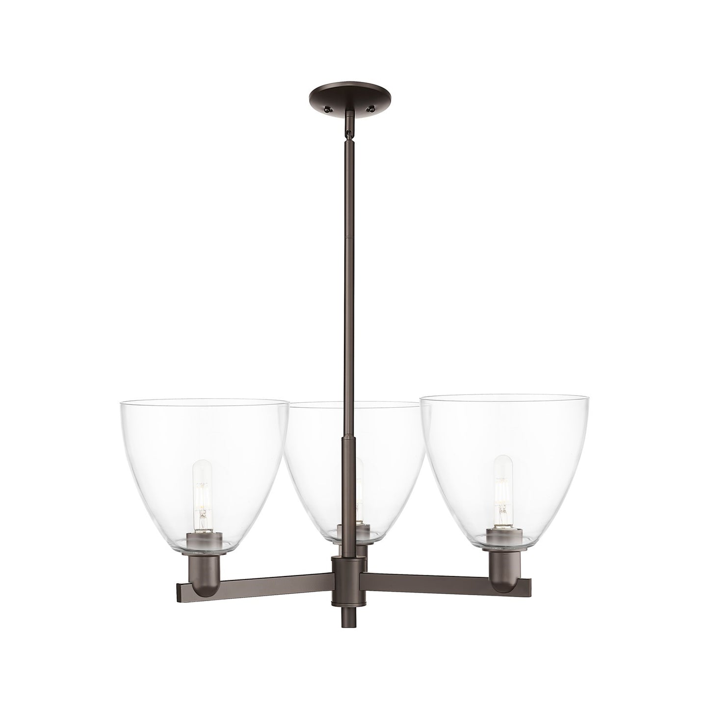 Innovations Bristol 31in 3-Light Pendant | Industrial Oil Rubbed Bronze Steel and Clear Glass | Kitchen Island & Dining Room | Model 716-3CR-OB-GBD-92