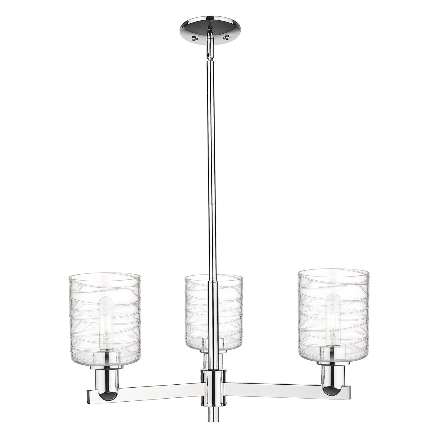 Innovations Cobbleskill 27in 3-Light Pendant | Industrial Polished Chrome Steel and Deco Swirl Clear Glass | Kitchen Island & | Model 716-3CR-PC-G1113