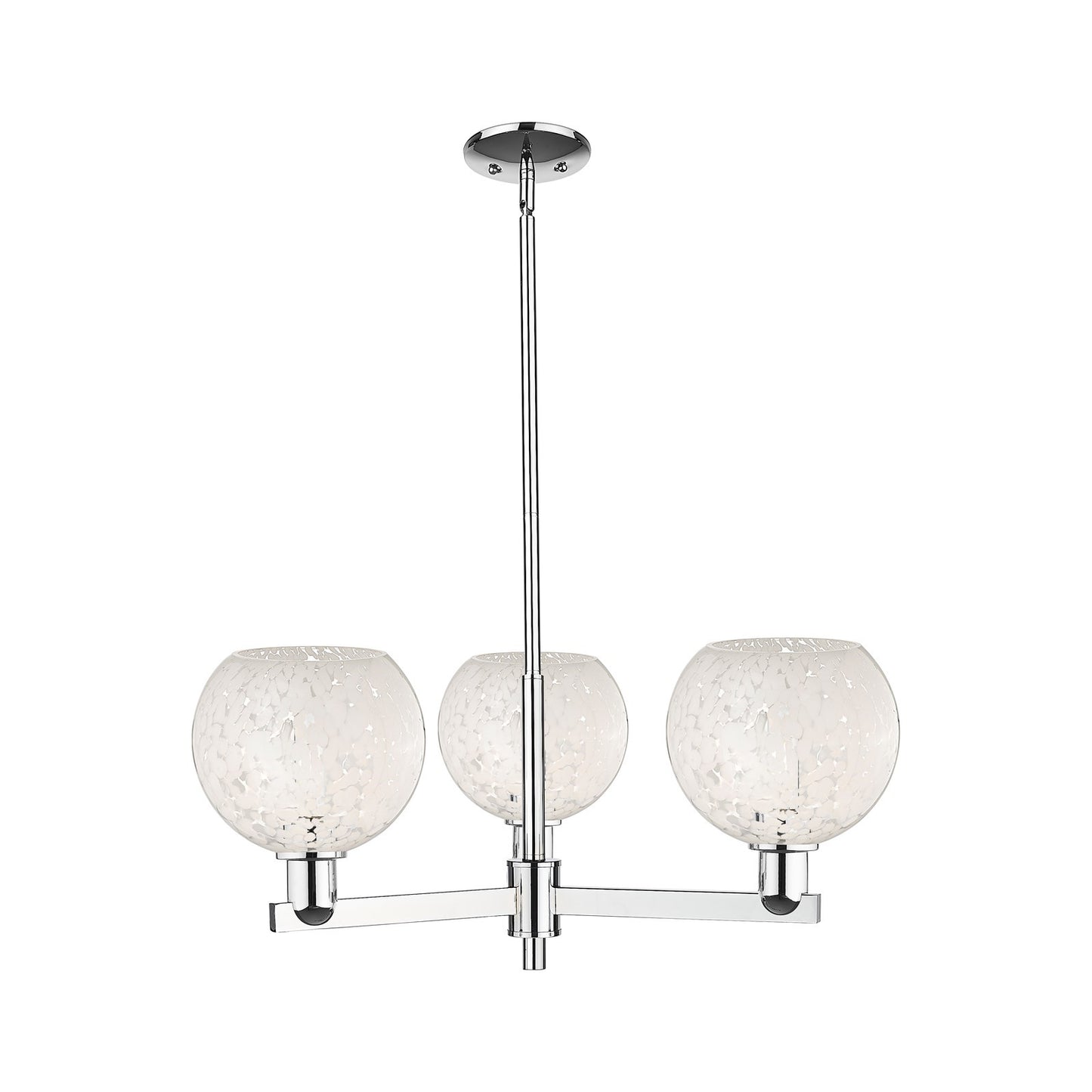 Innovations Lighting Arcadia 30in 3-Light Pendant | Industrial Modern Polished Chrome and White Mouchette Glass | Kitchen | Model 716-3CR-PC-G1216-8WM