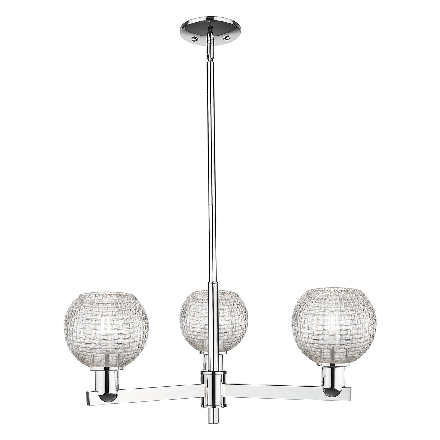 Innovations Athens 28in 3-Light Pendant | Industrial Polished Chrome and Clear Basket Weave Glass | Kitchen Island & Dining | Model 716-3CR-PC-G122C-6CL