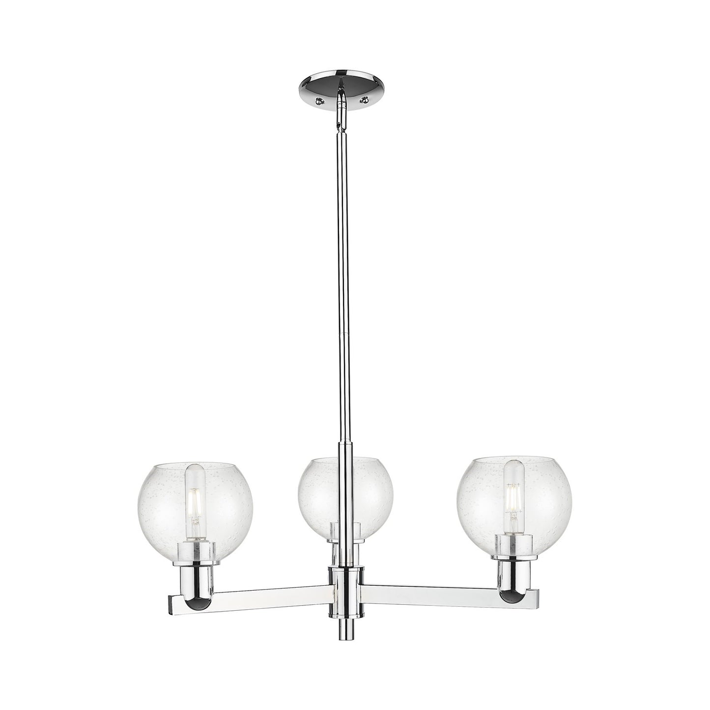 Innovations Athens 28in 3-Light Pendant | Industrial Polished Chrome Steel and Seedy Glass | Kitchen Island & Dining Room | Model 716-3CR-PC-G124-6